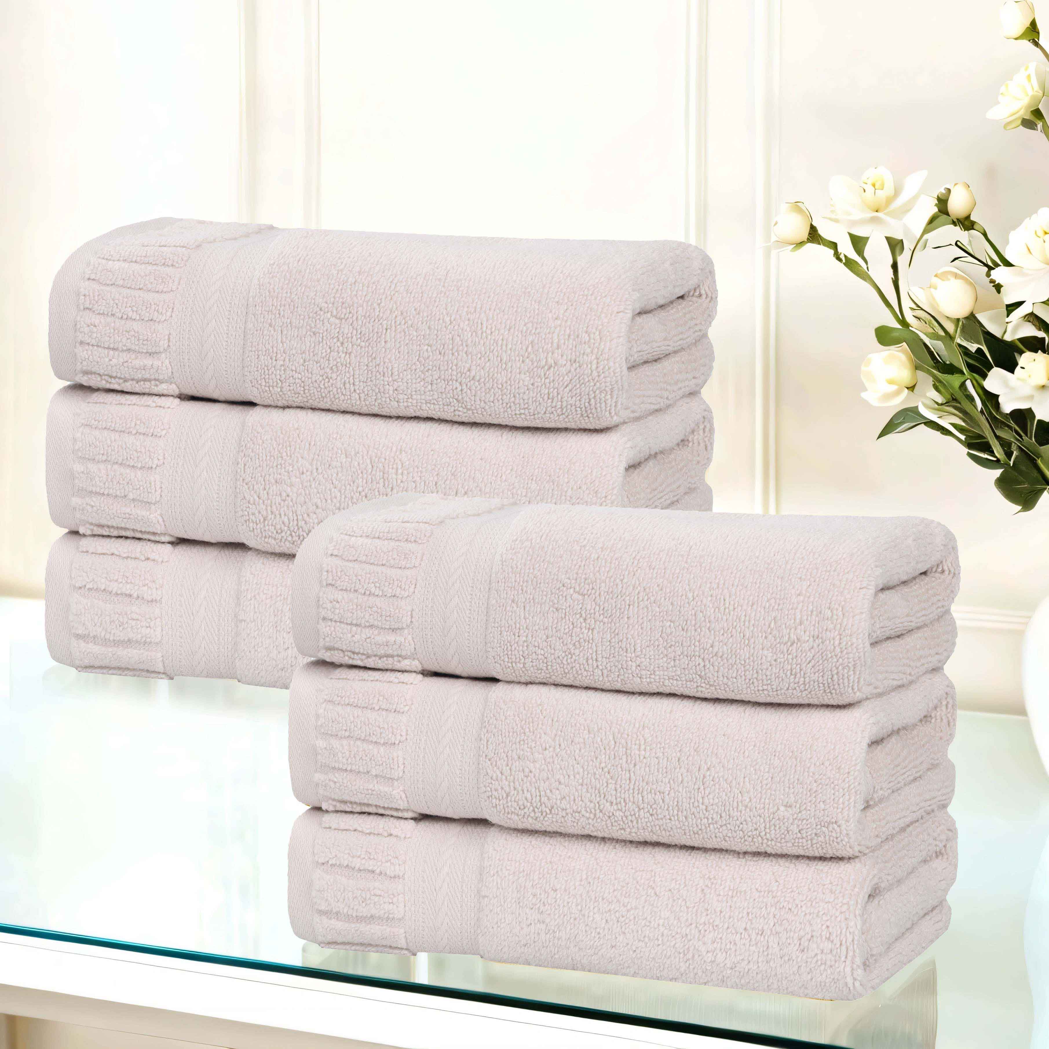 Premium Venice Zero Twist Cotton Medium Weight Absorbent Hand Towels - Set of 6, Soft & Quick-Drying for Kitchen, Bathroom & Guest Use