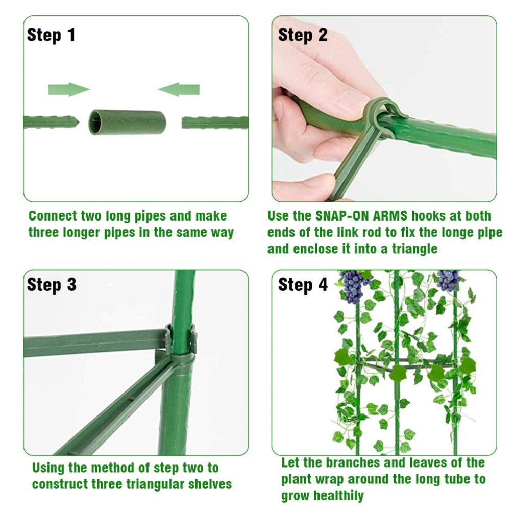 Happyyami 21-Piece Plant Climbing Frame Set - Reusable Botany Bracket & Flower Stand with Gardening Clips & Tubes | Perfect for Indoor/Outdoor Climbing Plants, Vertical Gardens & Home Gardening Accessories