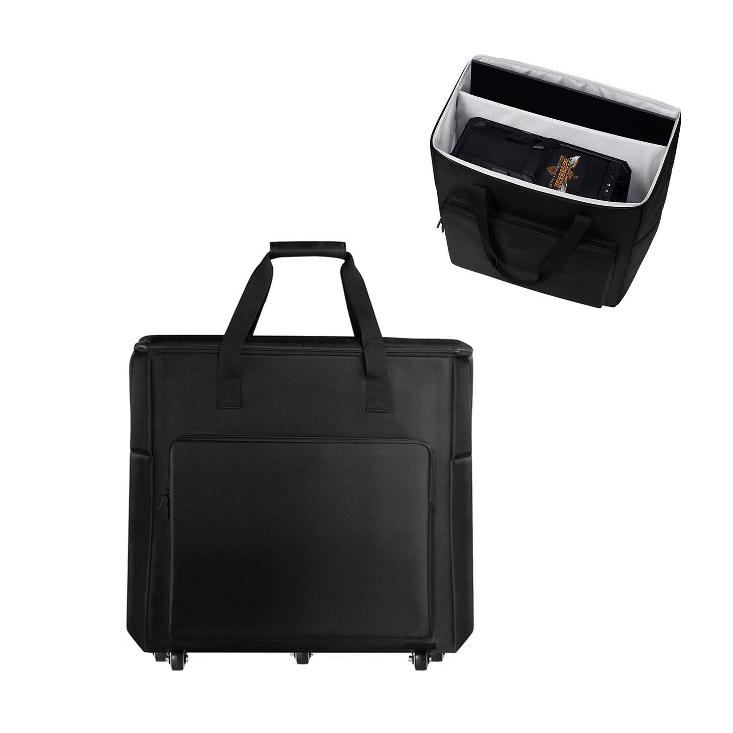 Buwico 27-Inch Rolling Desktop PC Travel Case - Heavy Duty Computer Carrying Bag with Wheels for CPU, Monitor, Keyboard & Accessories | Perfect for Office, Home & Business Travel