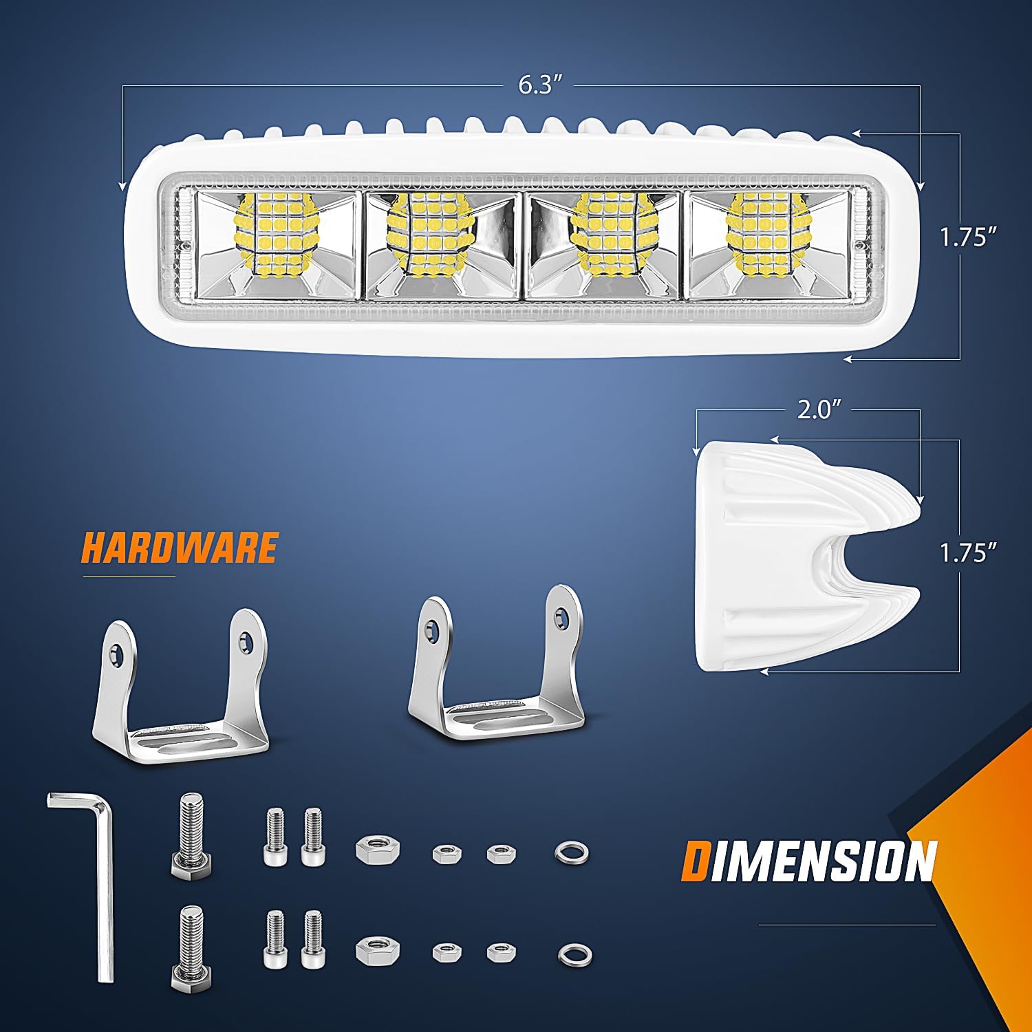 6 Inch 72W LED Flood Work Lights - Bright White Light (2 Pack) - Perfect for Construction Sites, Garages, and Outdoor Lighting