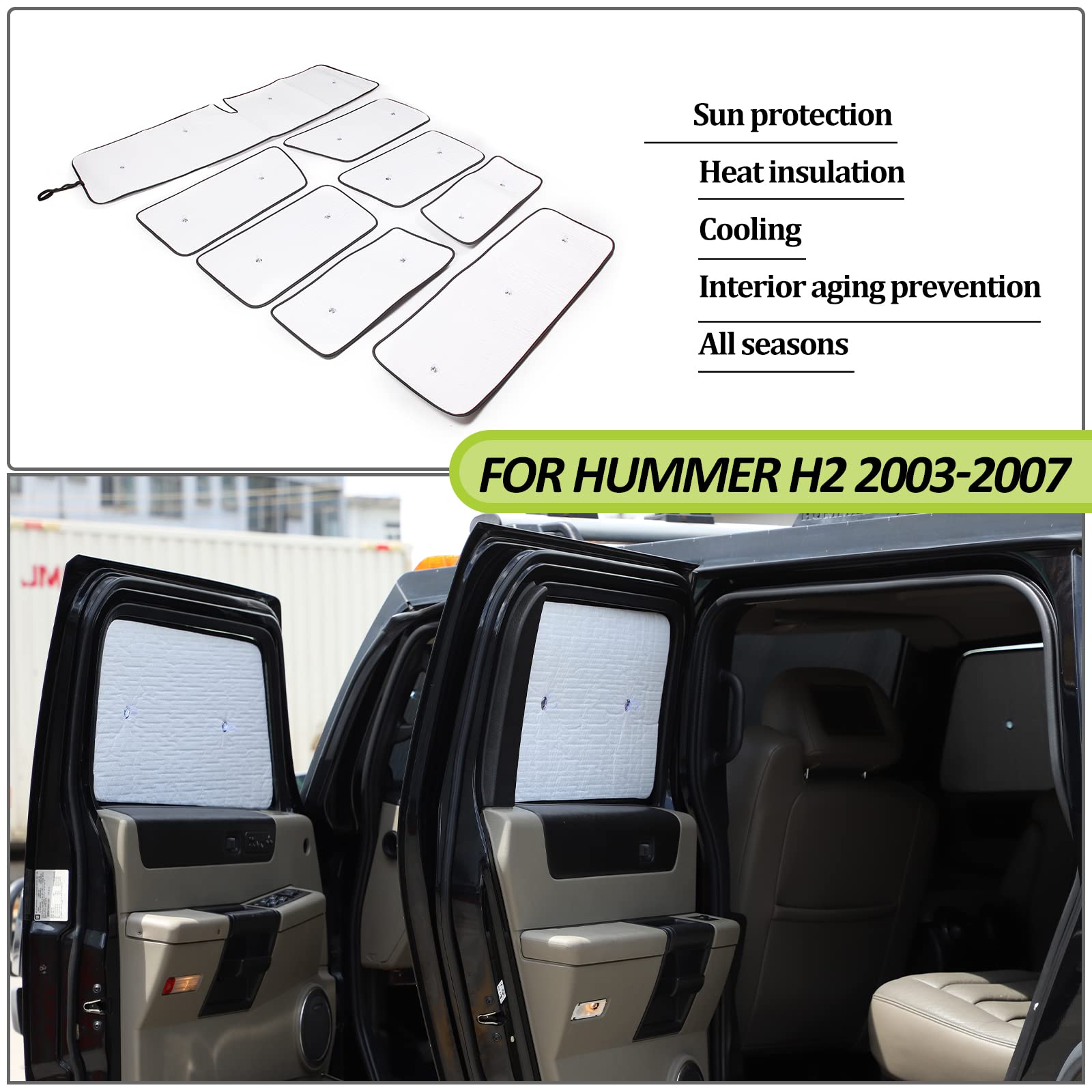 Premium Car Windshield Sun Shade Full Cover Set - Foldable UV Protection Visor for Hummer H2 (2003-2009) | Heat & Glare Reduction | Perfect for Summer Parking & Road Trips