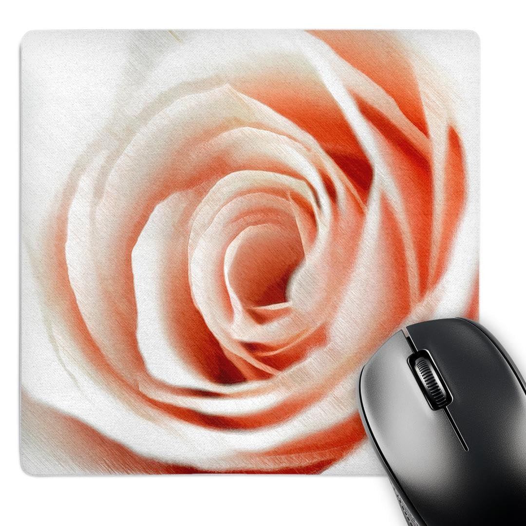 3drose Peach Rose Drawing Effect Mouse Pad - Non-Slip Desk Mat for Office, Gaming & Computer Workstations