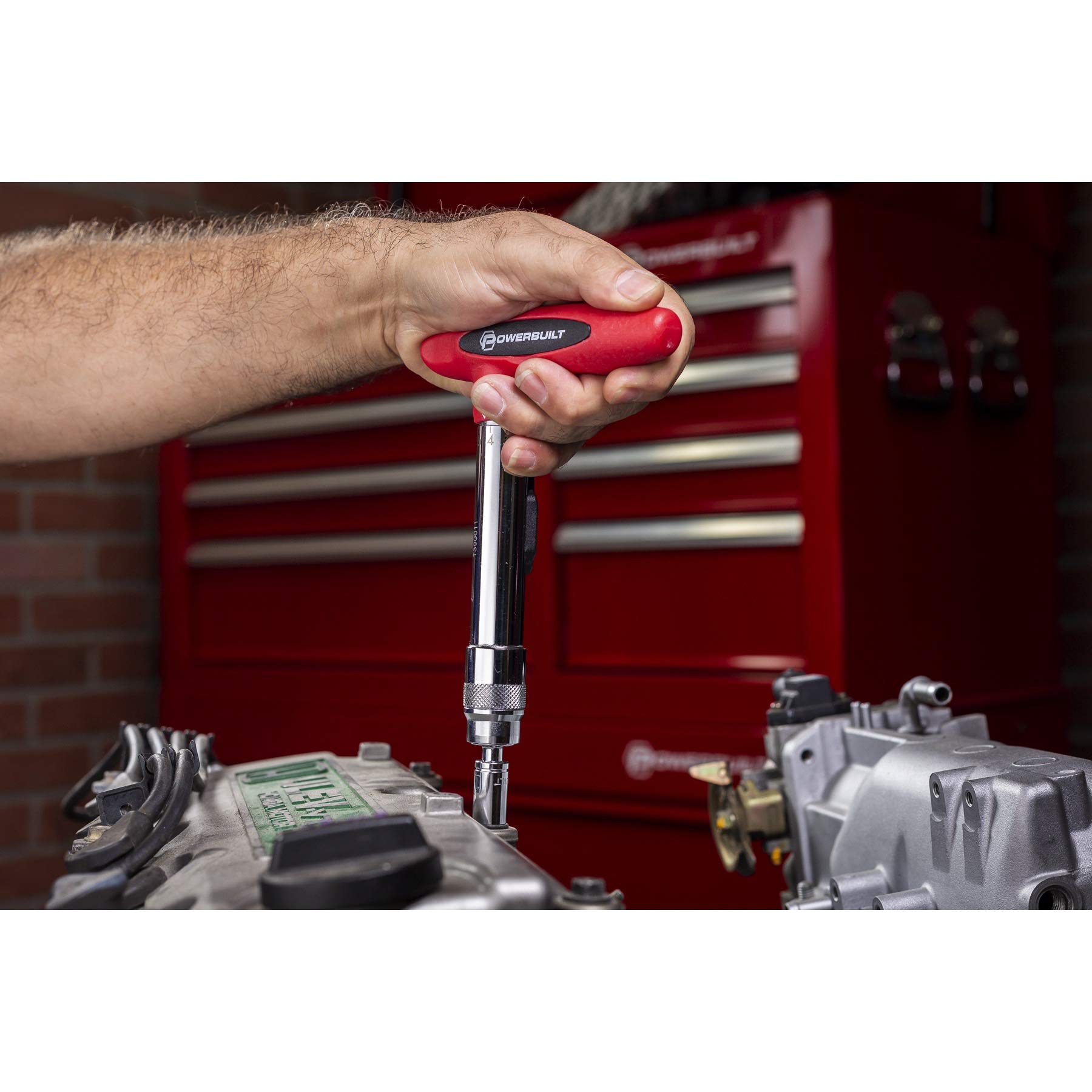 Powerbuilt 1/4 Inch Drive Ratcheting T-Handle Torque Wrench 20-100 in.lb - Precision Torque Tool for TPMS Systems, Bicycle Repair & Carbon Fiber Handlebars - Ideal for Automotive, Bike Maintenance & DIY Projects