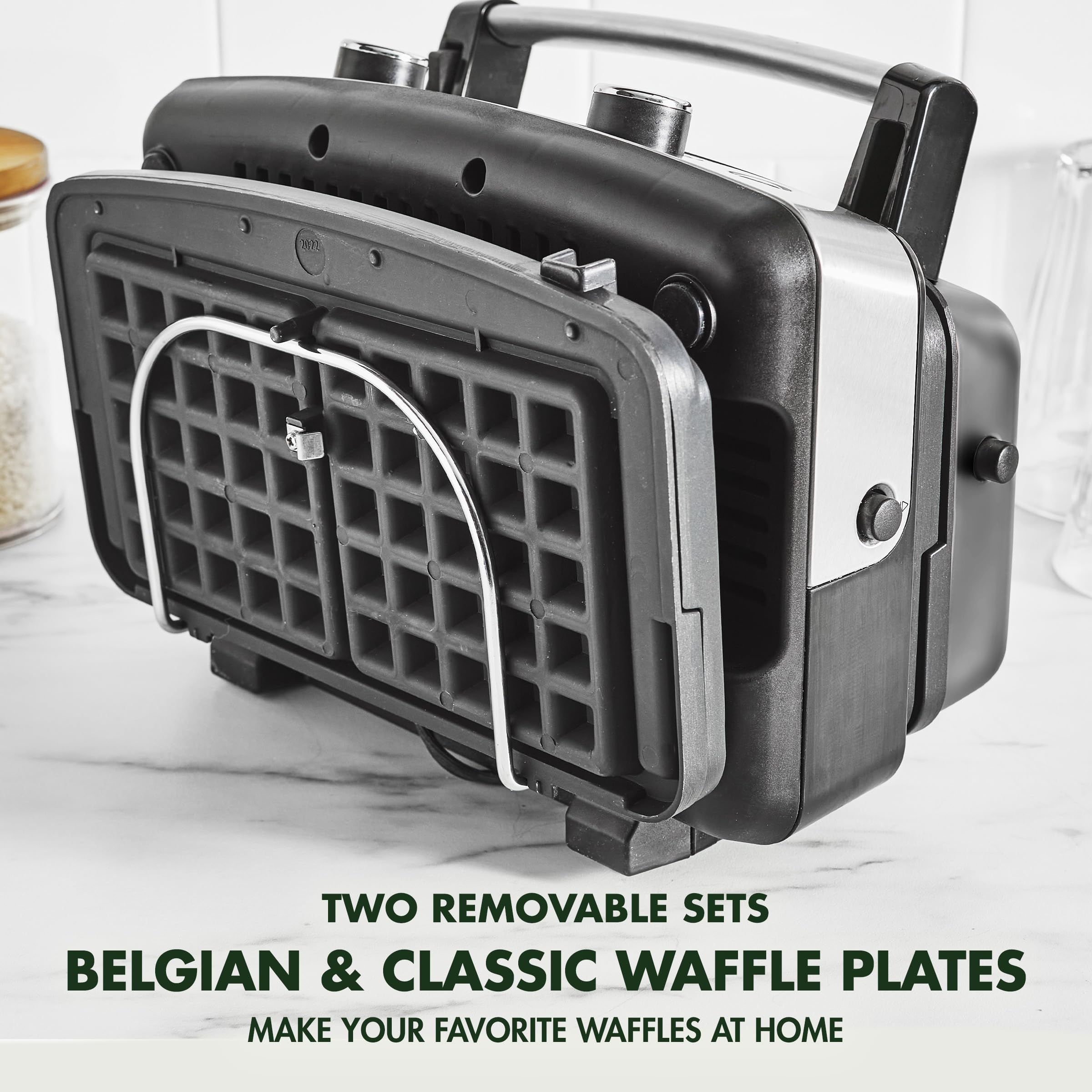 **GreenPan Elite 2-Square Belgian & Classic Waffle Maker – Healthy Ceramic Nonstick, Dishwasher Safe, Adjustable Browning Control – Perfect for Breakfast, Brunch & Family Gatherings – Black**