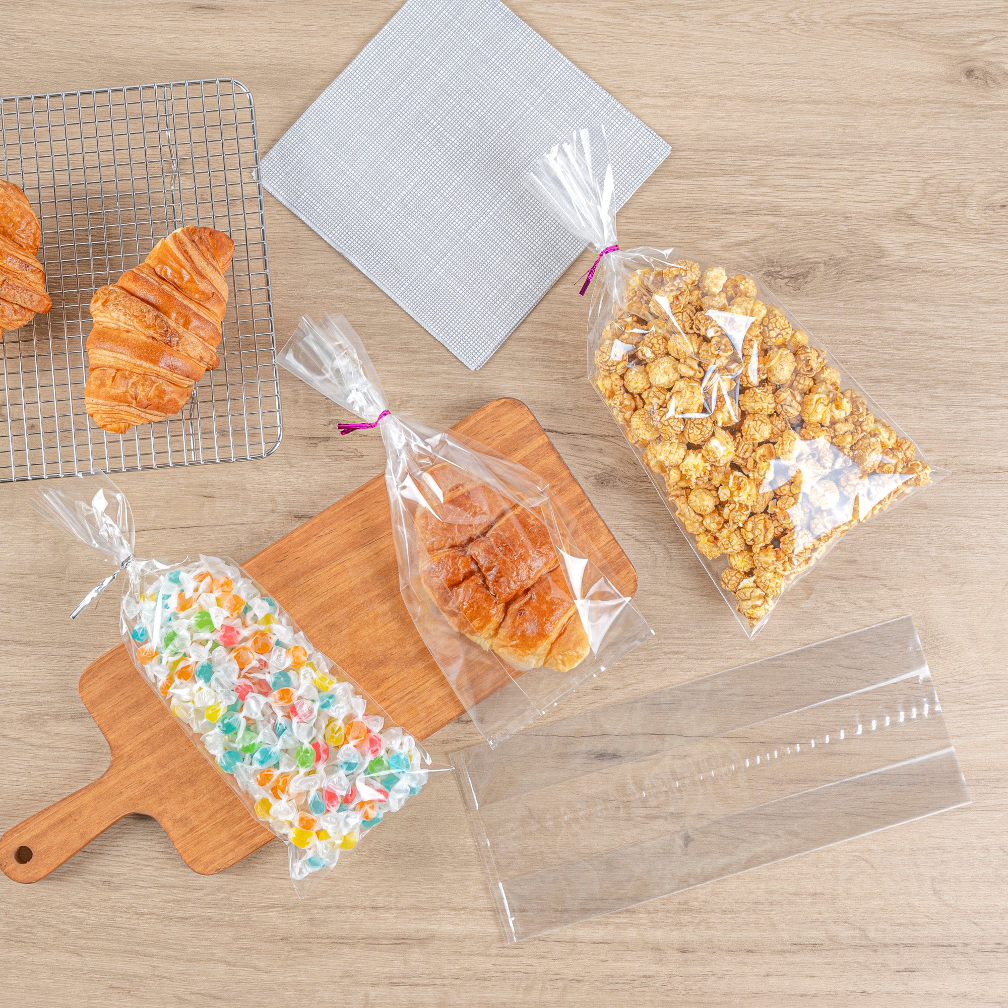 Clear Plastic Gusset Bags - 5x3x12 Inches, High Clarity Heat Sealable Food Storage Bags (100 Count) | Perfect for Packaging Snacks, Candy, Bakery & Retail Products