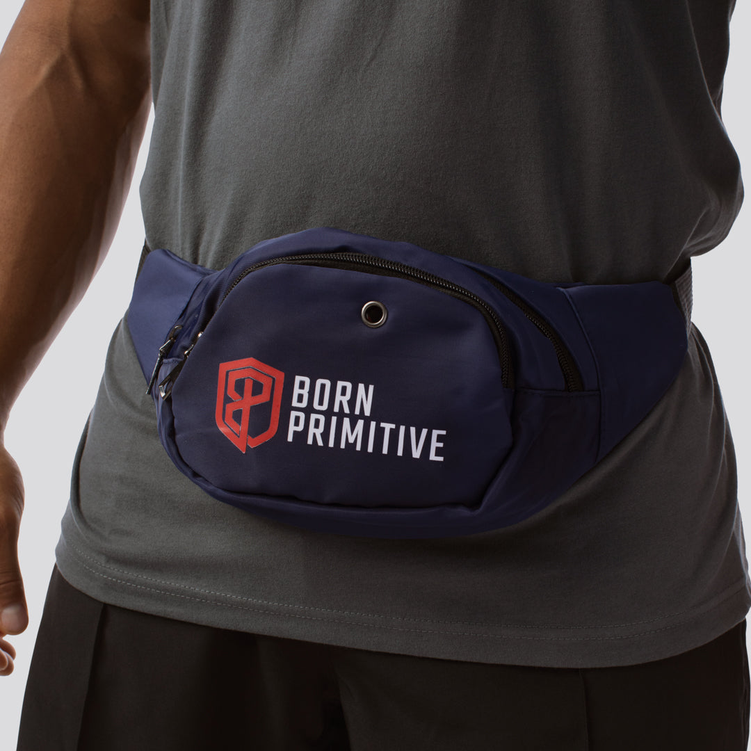 Born Primitive Crew Fanny Pack (Navy) - Durable Waist Bag for Hiking, Running & Travel - Hands-Free Storage for Essentials
