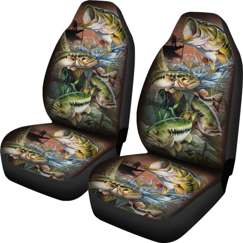Best Bass Fishing Car Seat Covers - Waterproof & Durable Seat Protectors for Trucks & SUVs - Perfect Gift for Anglers & Outdoor Enthusiasts - Ideal for Fishing Trips, Camping & Road Adventures