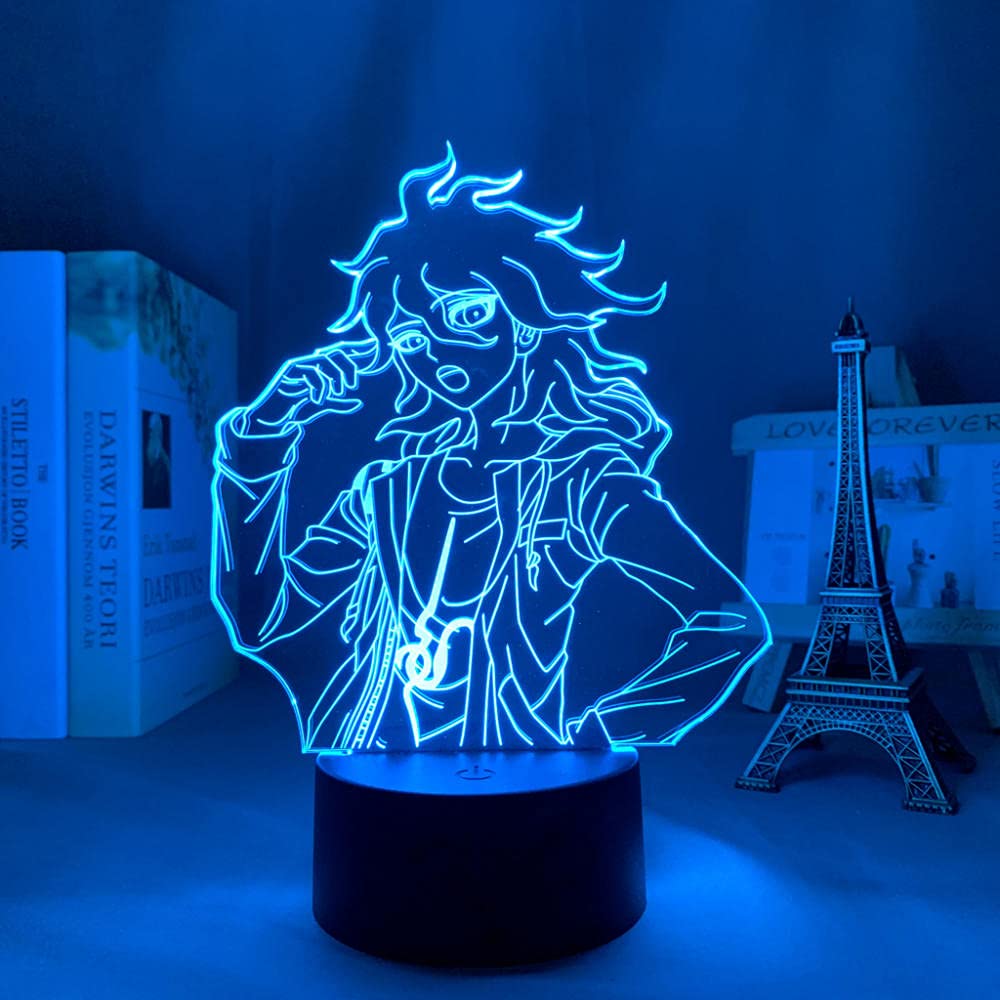 3D Optical Illusion Anime LED Night Light - Nagito Komaeda Figure Lamp with 16 Color Remote Control for Kids Bedroom, Desk Decor & Gift | Perfect for Anime Fans, Gaming Room Lighting, and Themed Party Decorations