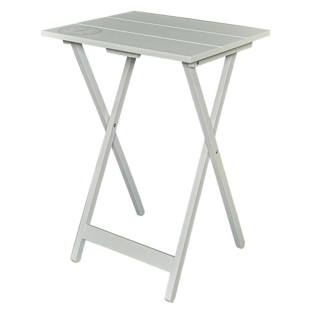 5-Piece Compass Print Wooden Folding TV Tray Table Set with Stand - Light Gray - Portable Snack Tables for Living Room, Bedroom, or Outdoor Use