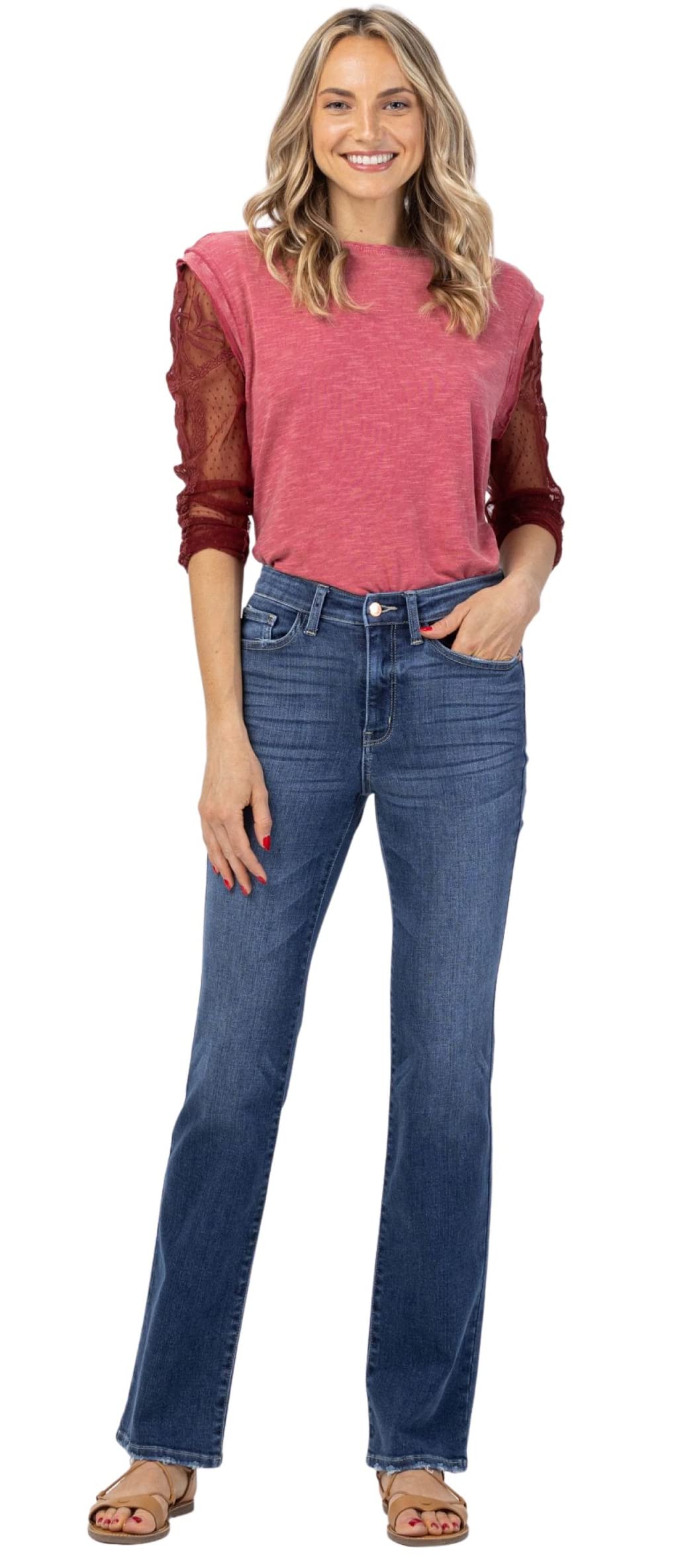 Judy Blue Women's High Waisted Bootcut Jeans - Stretch Denim Pants for Casual & Work Wear | Comfortable Plus Size Jeans for Everyday Outfits
