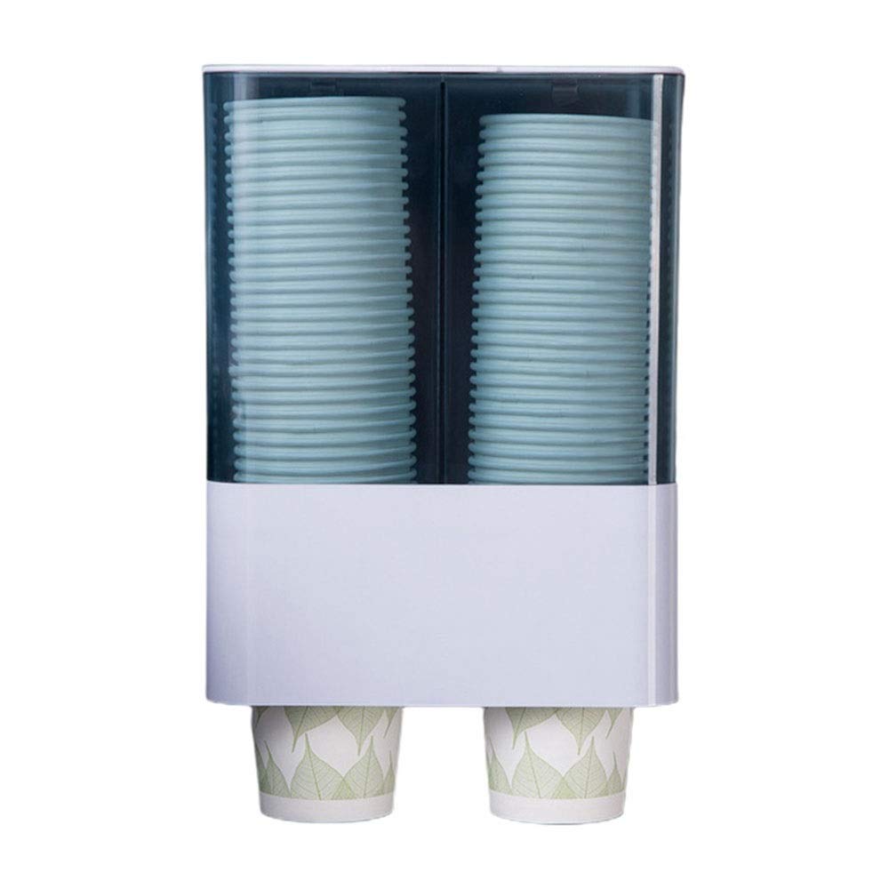 Disposable Paper Cup Holder Dispenser - Wall Mounted Automatic Cup Dispenser Rack with Dustproof Cover for Home & Office Use - White (Perfect for Kitchens, Break Rooms, and Cafes)