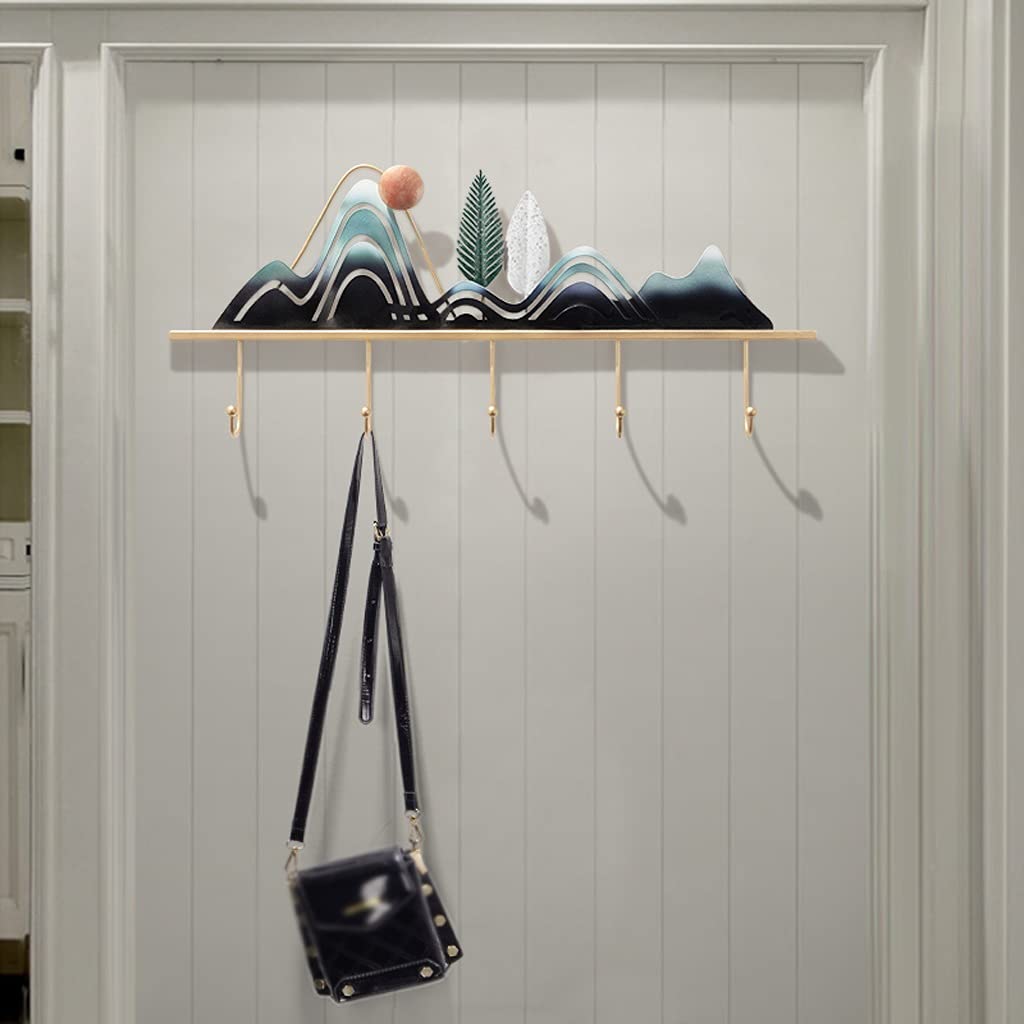 Stylish Wall Mounted Coat Rack Organizer - Space Saving Entryway Hooks for Hats, Umbrellas & Jackets - Rustic Wrought Iron Design for Bedroom, Living Room & Bathroom - No Drill Installation - Perfect for Small Apartments & Hallway Organization