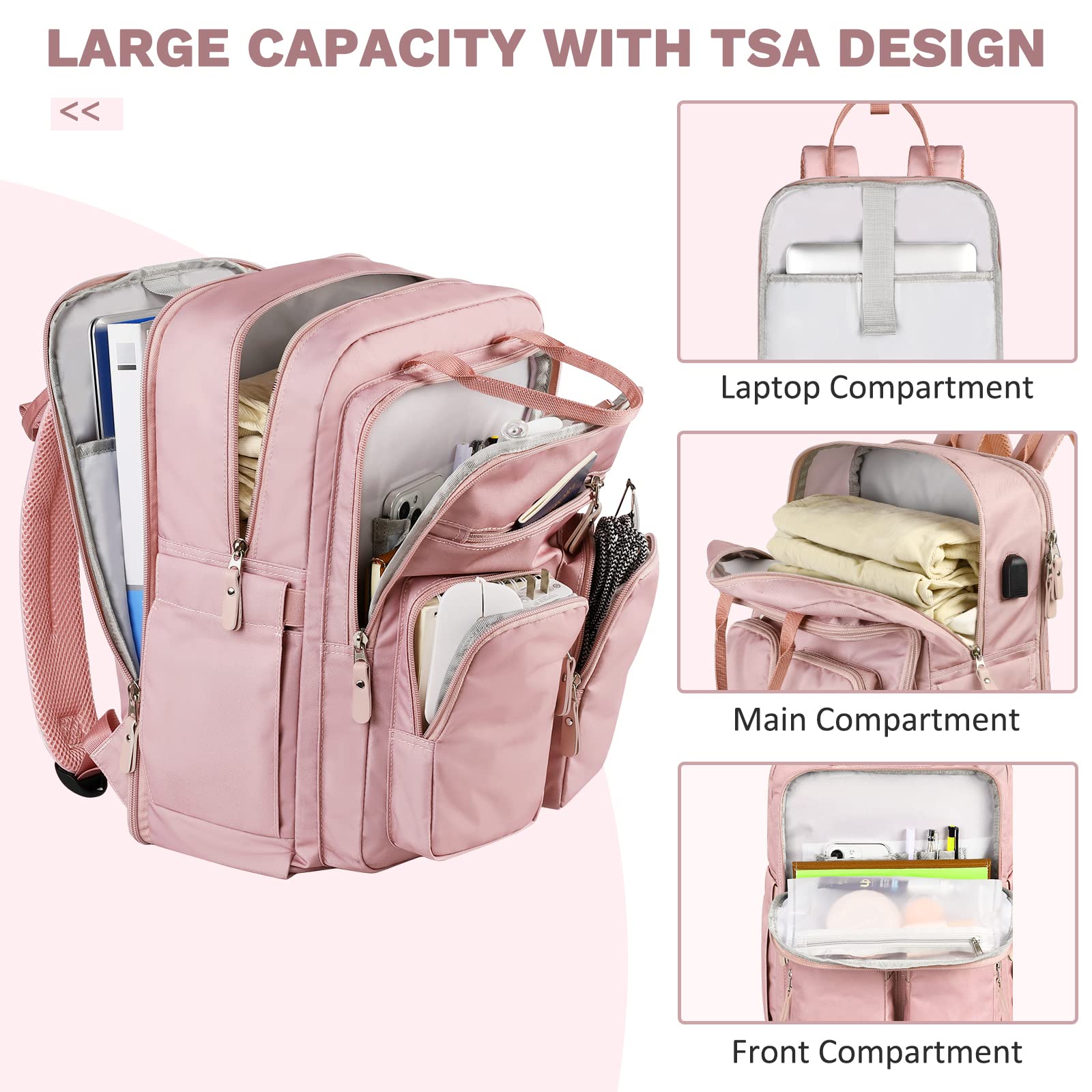 Mancro Slim Anti-Theft Laptop Backpack for Business & Travel - Water Resistant USB Charging Backpack Fits 15.6 Inch Laptop & Tablet - Perfect for Commuting, Work, School & Airplane Carry-On