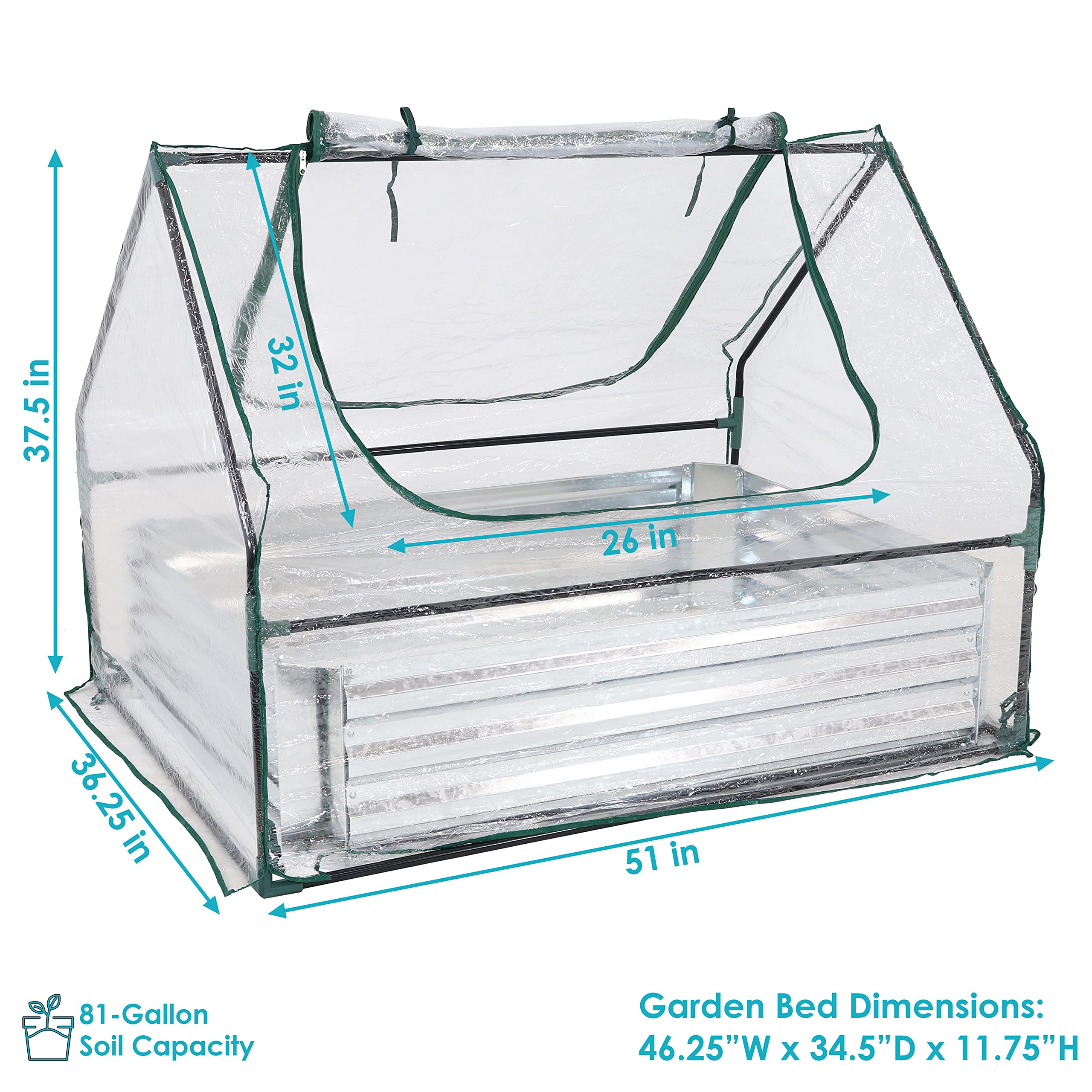 4' x 3' Sunnydaze Raised Garden Bed with Clear Cover - Outdoor Mini Greenhouse Kit with 2 Zippered Doors for Vegetables, Herbs & Flowers - Perfect for Patio, Backyard & Urban Gardening