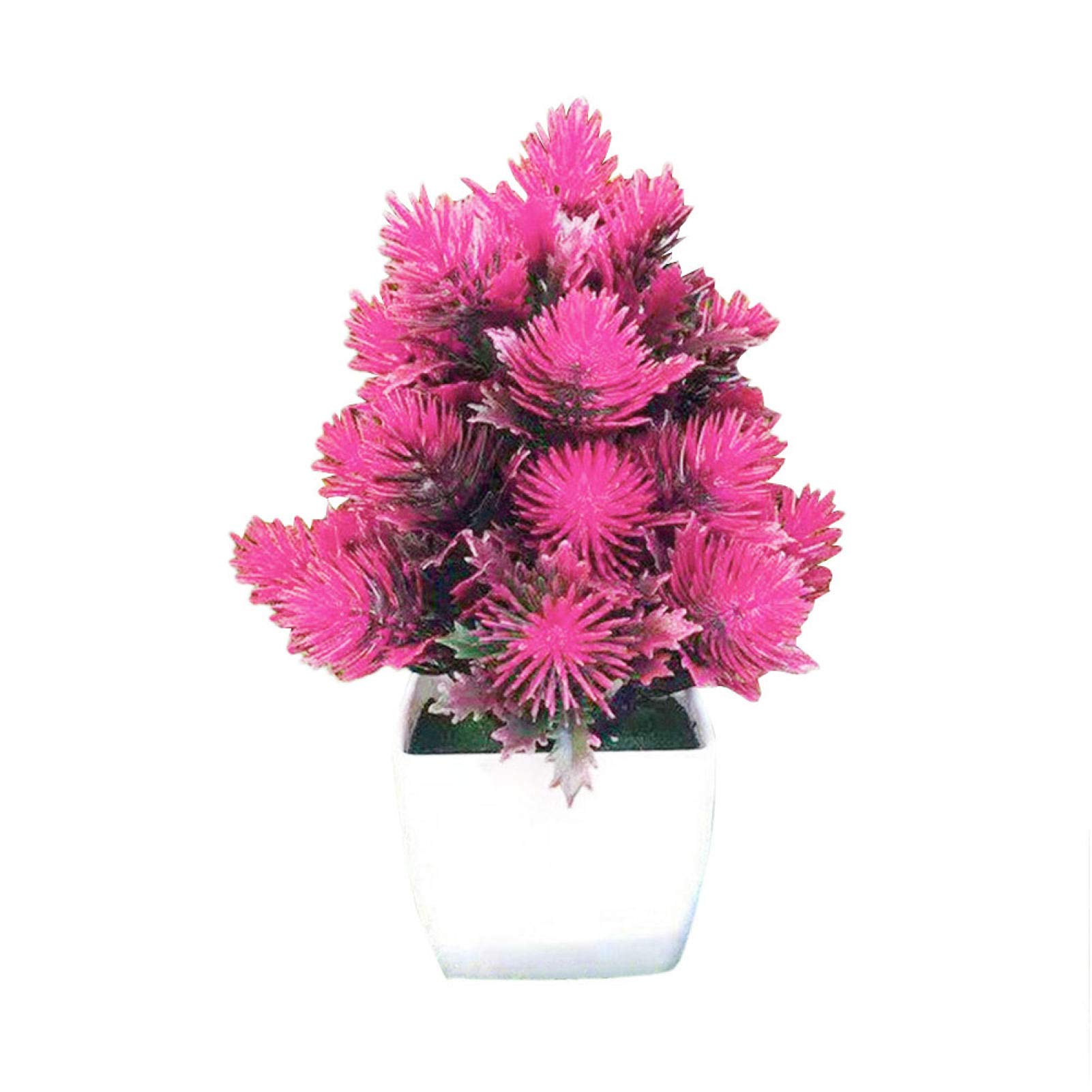 Artificial Pine Tree Bonsai - Pink Fake Plant for Home Office Desk Decor, Garden Party, and Wedding Centerpiece | Realistic Pine Needle Flowers for Indoor Outdoor Decoration