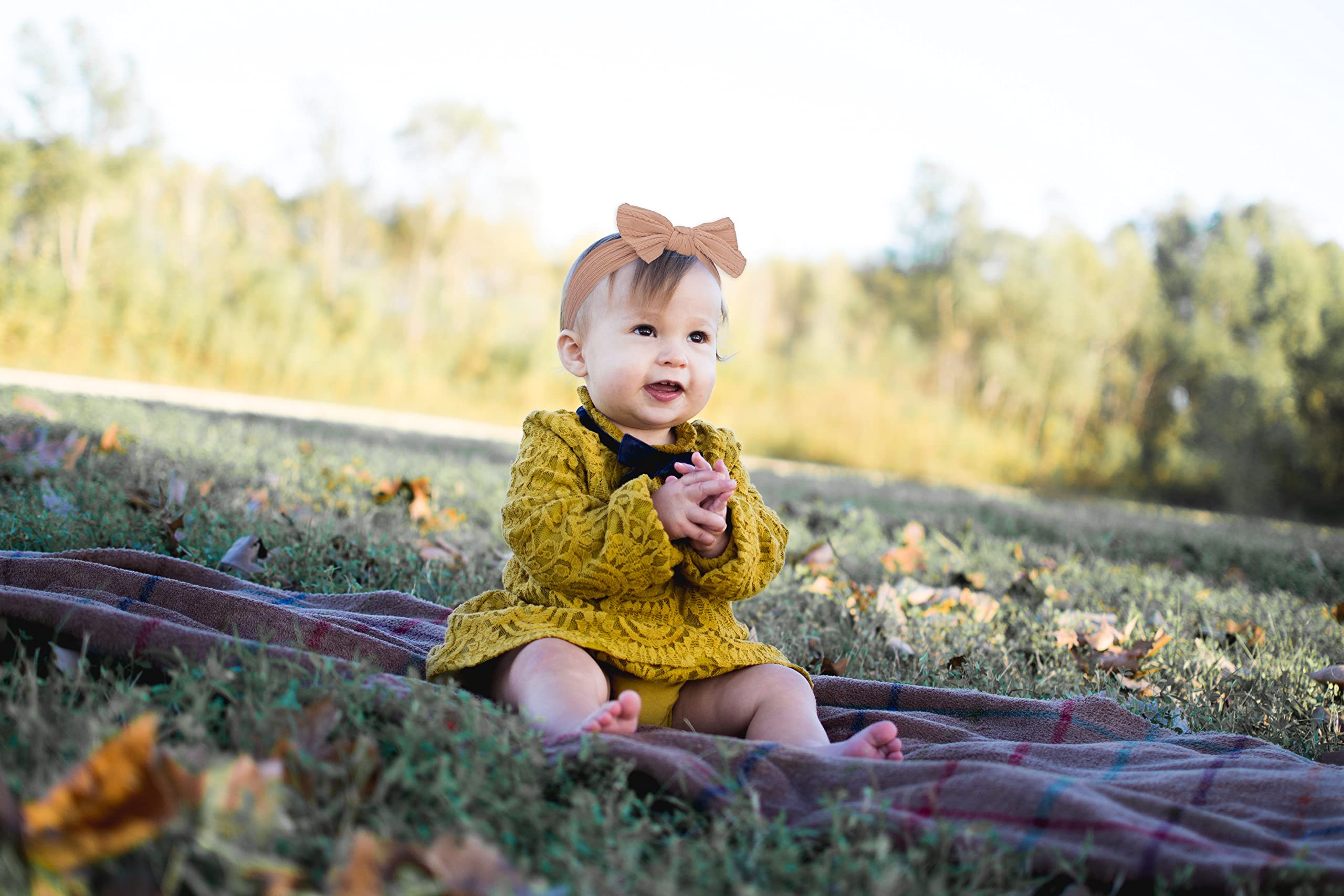 Baby Girls Floral Bows Headband - Soft Knotted Elastic Baby Turban Headwrap for Newborn, Infant & Toddler | Cute Hair Accessories for Photos, Parties & Everyday Wear