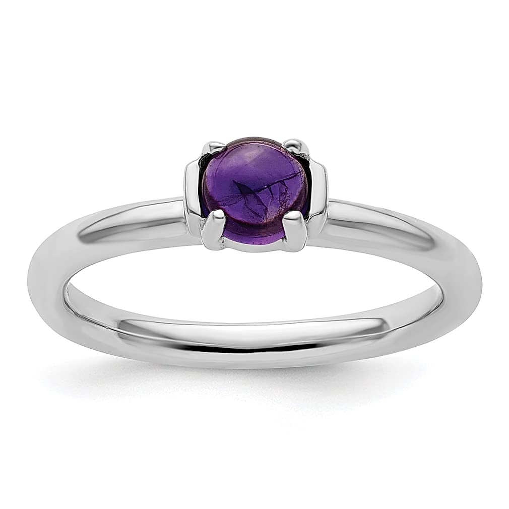 925 Sterling Silver Amethyst Stackable Ring - February Birthstone Jewelry for Women | Dainty Gemstone Ring for Everyday Wear, Gift for Her, Valentine's Day Present, Anniversary Gift