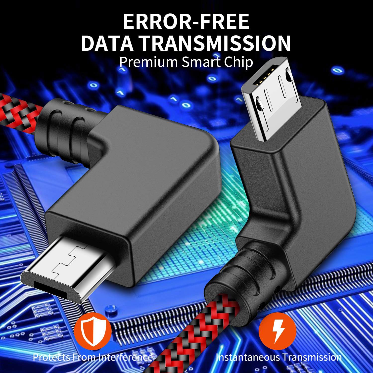 90 Degree Micro USB to Micro USB OTG Cable - Right Angle Connector Data Sync & Charging Cord for DJI Spark/Mavic Pro/Platinum/Air/2 Pro/Zoom Remote Controllers - Perfect for Tight Spaces & Travel (1 Pack)