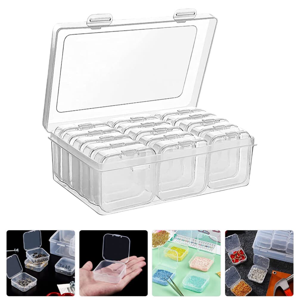 EXCEART Clear Tote Box Grid Storage Organizer for Earrings, Rings & Necklaces - Jewelry Box with Mini Compartments - Perfect for Birthday, Mother's Day Gifts & Jewelry Organization at Home