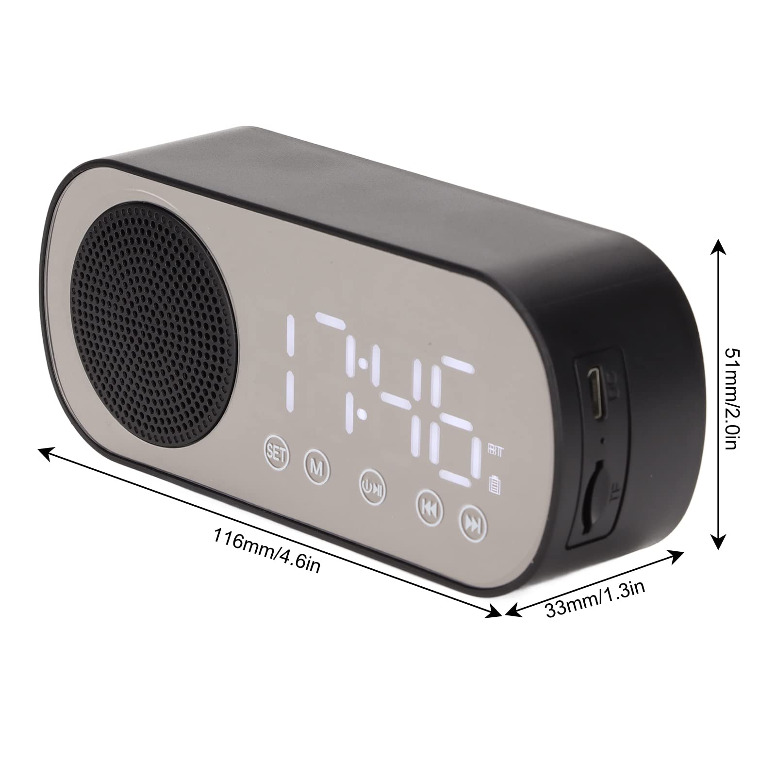 Portable Digital Alarm Clock with FM Radio & Bluetooth Speaker - USB Charger, Large LED Display for Bedroom, Office, Travel | Wake Up to Music, White Noise & Relaxing Sounds | Perfect for Morning Routines, Meditation, Camping, Hiking & Nightstand Use | Ideal Gift for Home, Dorm, Outdoor Adventures