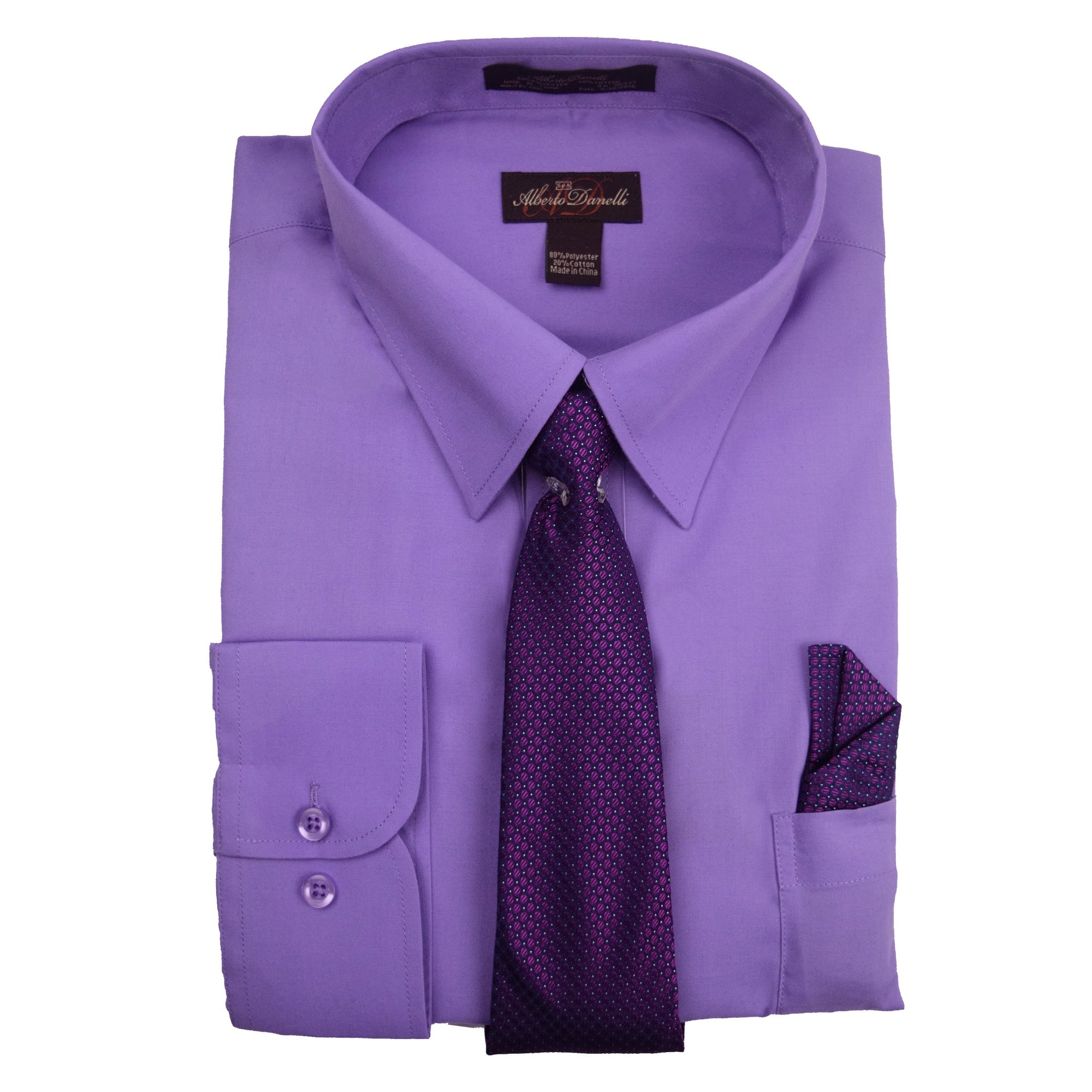 Alberto Danelli Men's Formal Dress Shirt & Tie Set - Slim Fit Long Sleeve Button Down Shirt for Business & Wedding - Big & Tall Sizes 2XL to 5XL - Office Wear & Special Occasion Outfit