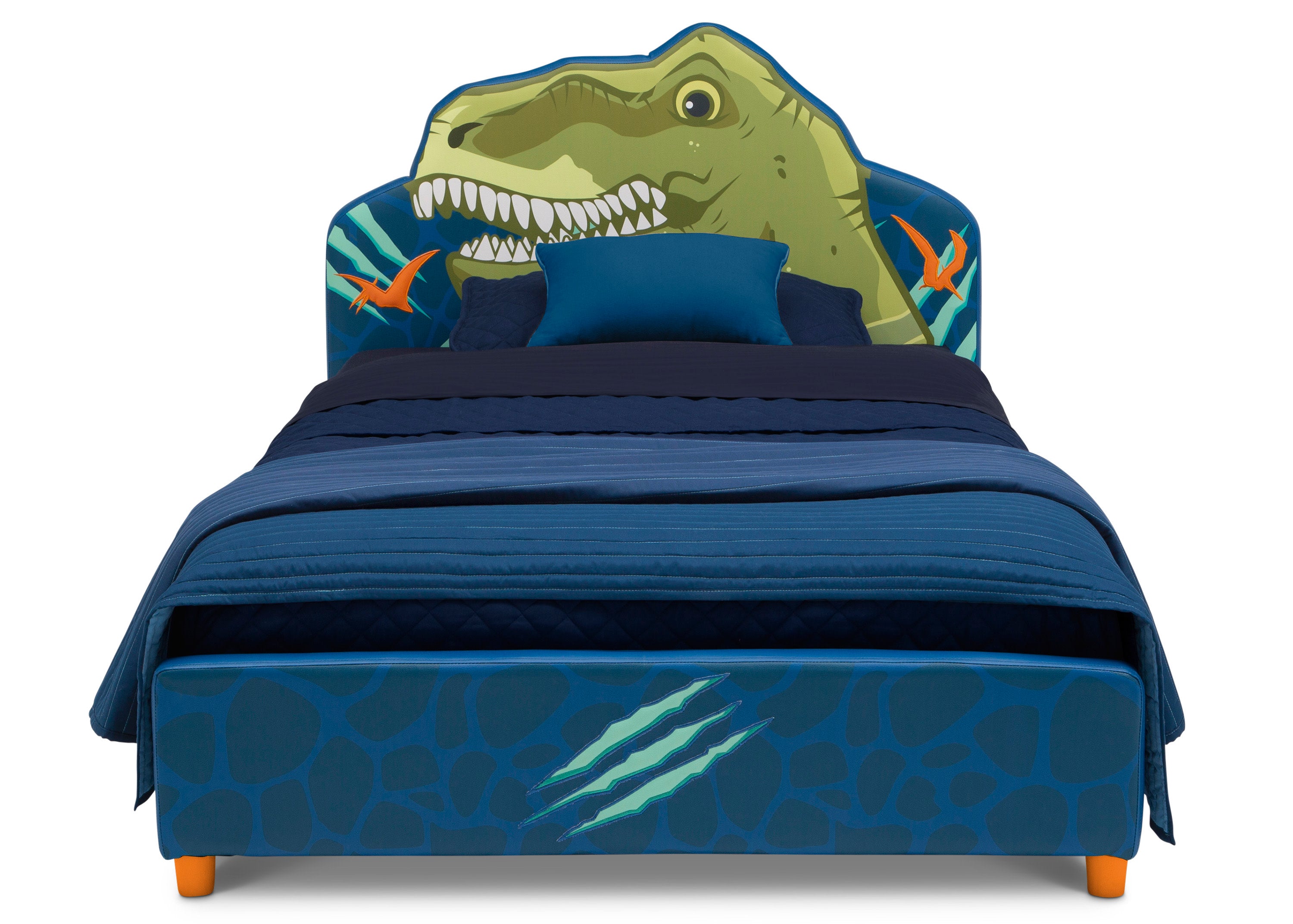 Dinosaur Themed Twin Upholstered Bed for Kids - Cozy and Fun Dino Bedroom Decor for Boys & Girls | Perfect for Bedrooms, Playrooms, and Themed Rooms