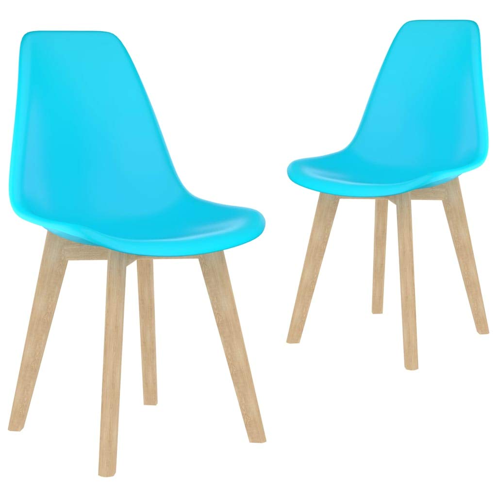 Mid-Century Modern Plastic Dining Chairs Set of 2 - Blue Kitchen & Living Room Side Chairs 18.1