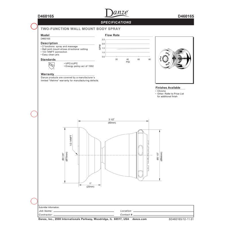 Danze Brushed Nickel 2-Function Swivel Wall Mount Shower Body Spray - Traditional Style for Bathroom & Spa Relaxation