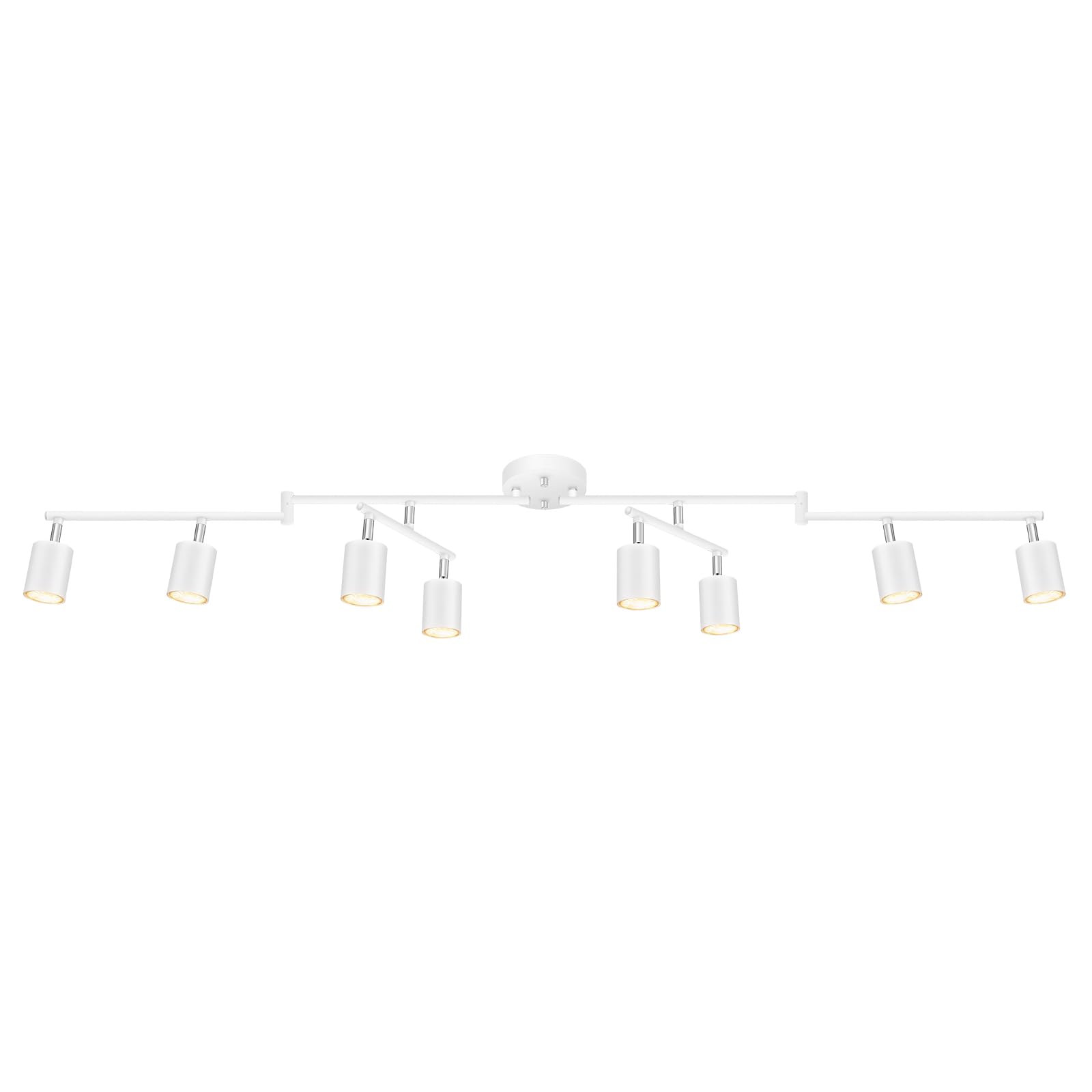 Modern White LED Track Lighting Fixture - 8-Light Rotatable Ceiling Track Light for Kitchen, Dining Room & Hallway - GU10 Socket (Bulbs Not Included) - Perfect for Ambient & Task Lighting in Homes & Restaurants
