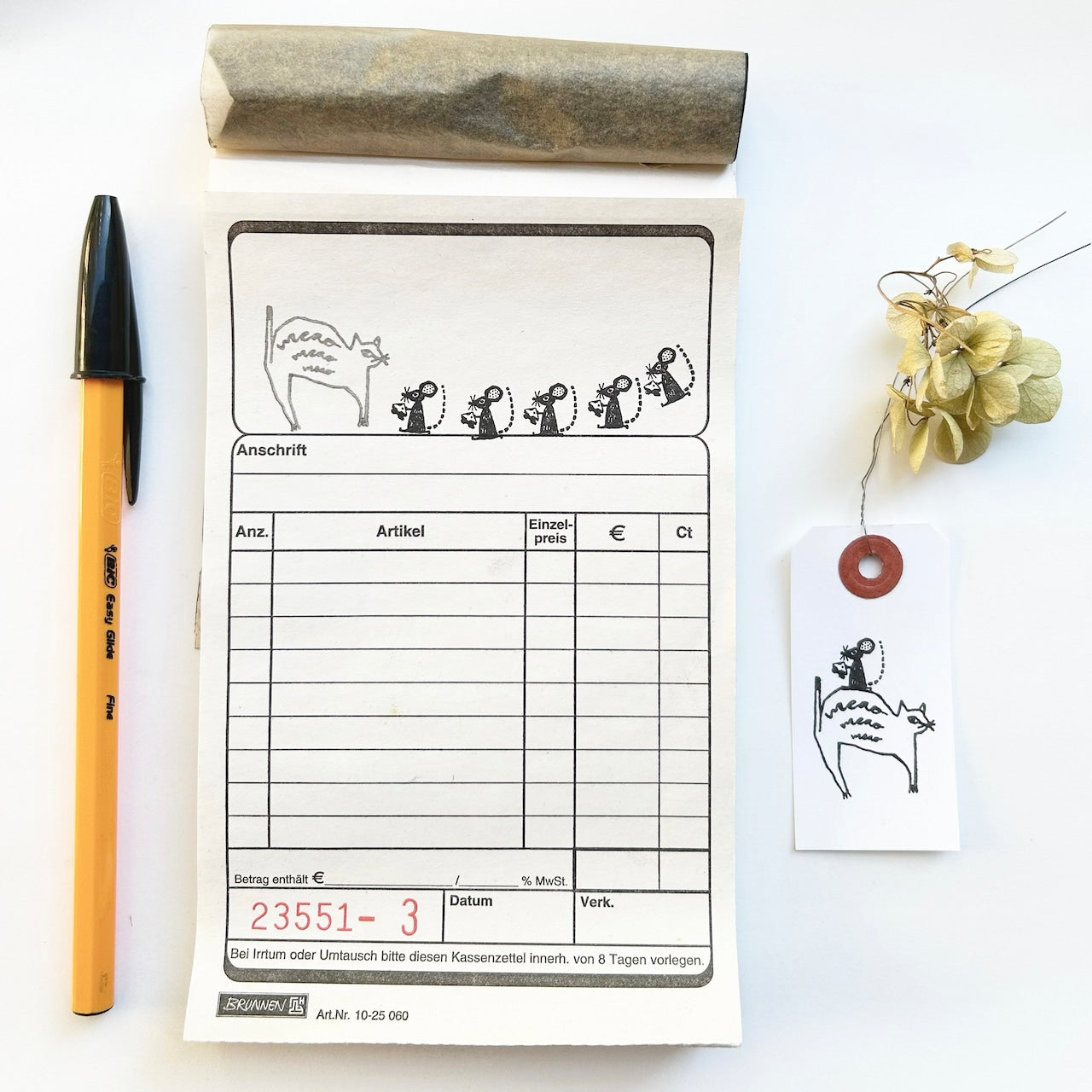 Kinotorico Wooden Rubber Stamp - White Cat Design for DIY Crafts, Scrapbooking & Card Making | Handmade Stamping Tool for Artists & Crafters