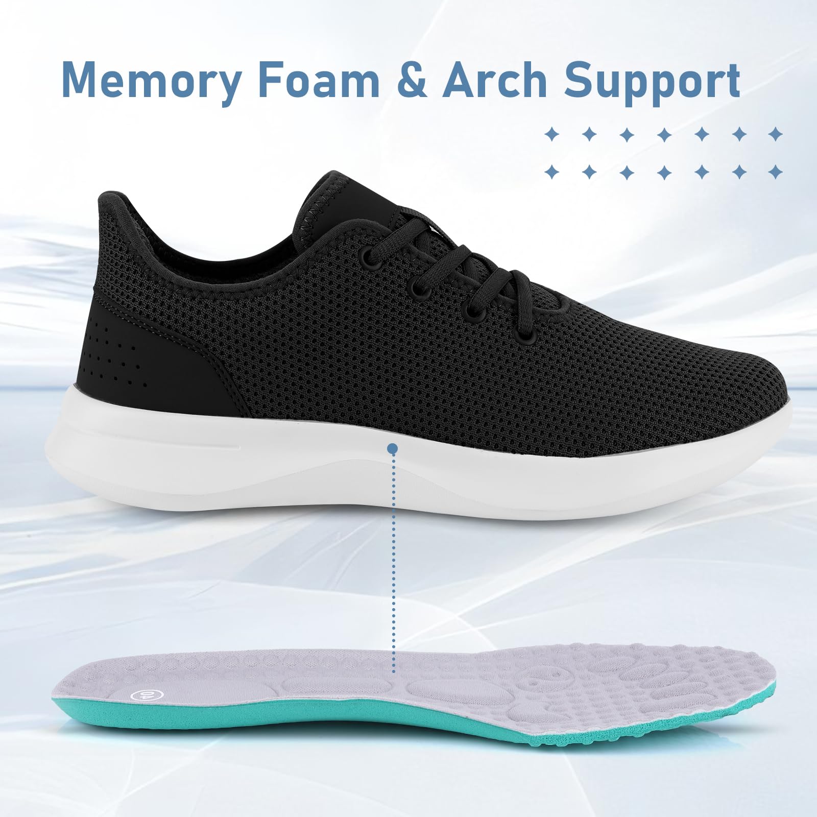 **Women's & Men's Lightweight Walking Sneakers with Arch Support - Non-Slip Athletic Running Shoes for Gym, Workout, Yoga & Daily Walking - Comfortable Tennis Shoes for Women & Men**