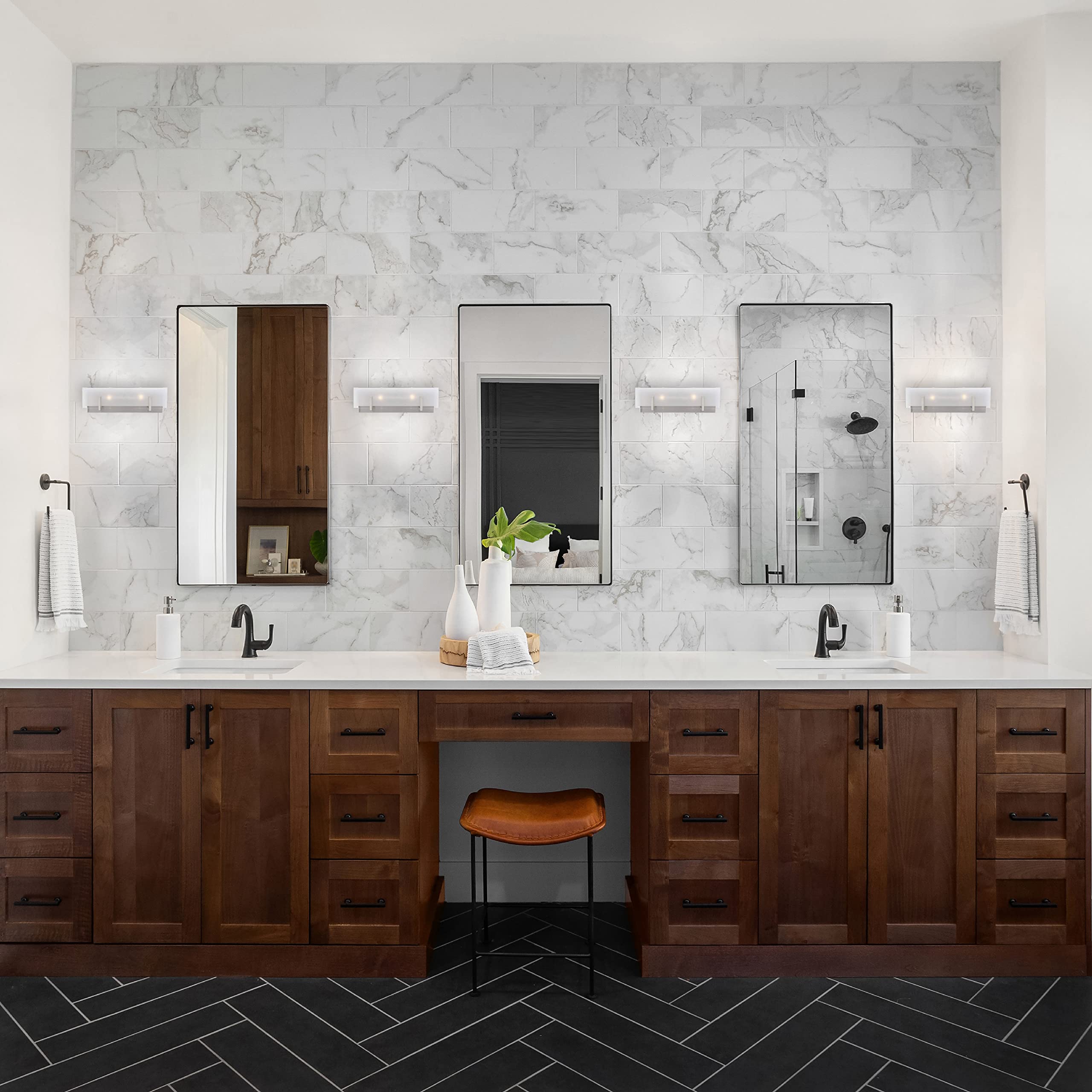 Generation Lighting 2-Light Syll Bath Vanity Wall Sconce in Brushed Nickel (Model 4430802-962) | E12 Candelabra Base LED/Incandescent Bathroom Light Fixture | Perfect for Bathroom Vanity, Powder Room & Spa-Style Home Decor