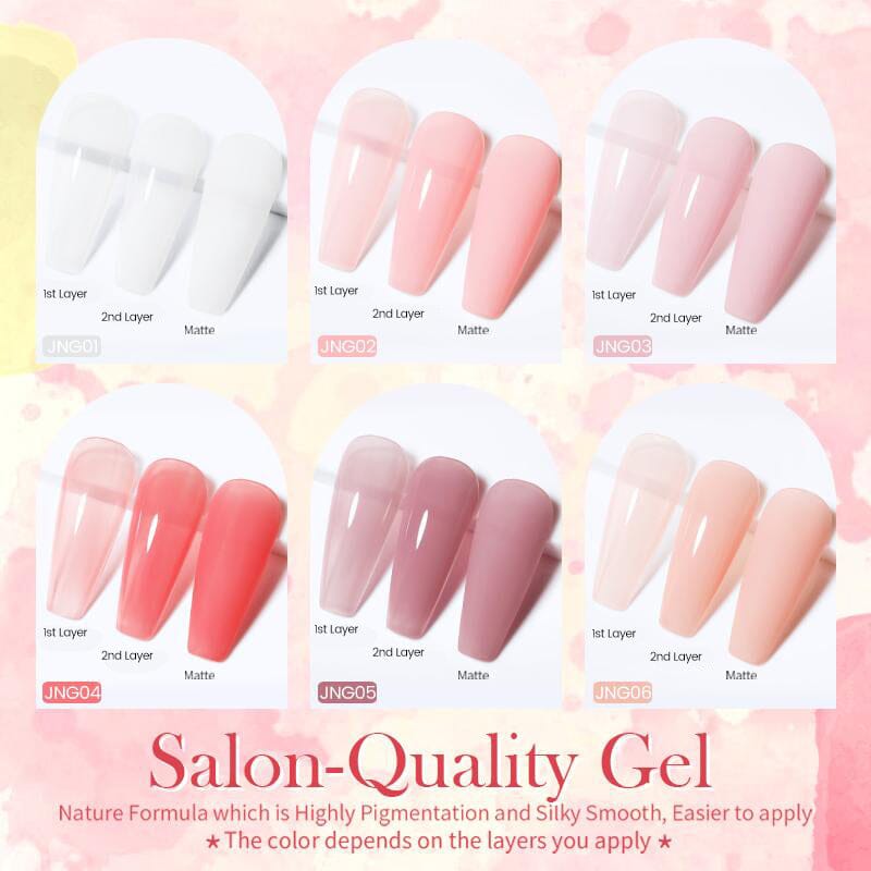 JNG06 15ml Jelly Gel Nail Polish - Long Lasting UV LED Soak Off Nail Art Gel for Salon & Home Manicure - Perfect for Nail Extensions, French Tips & Creative Nail Designs