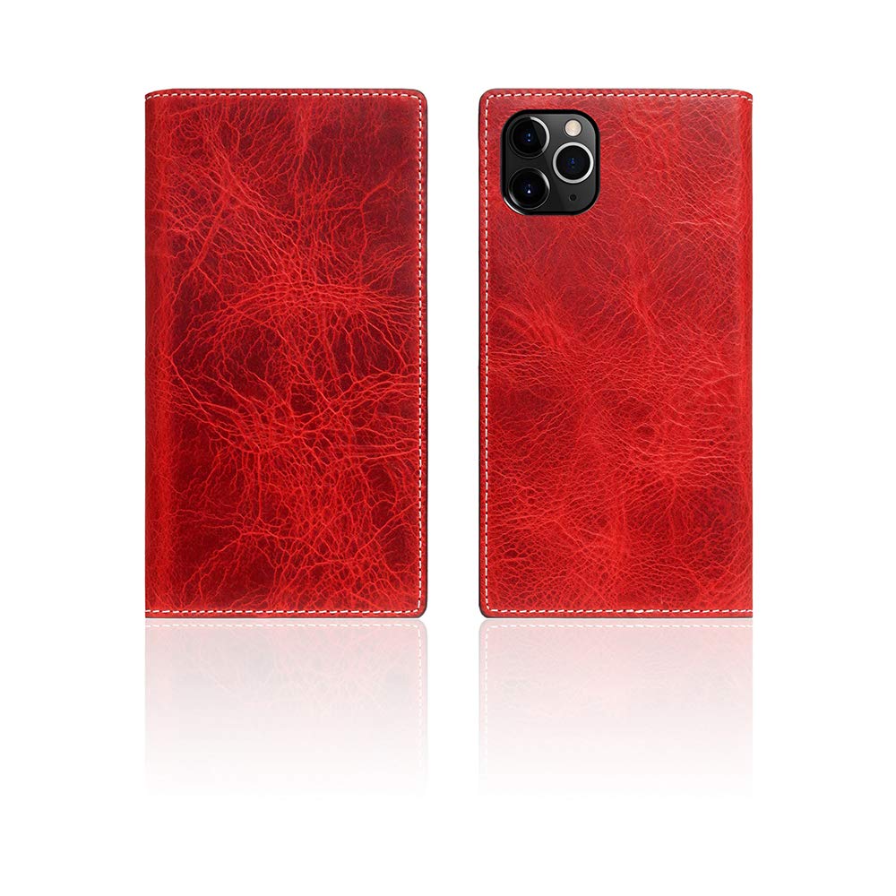 Premium Italian Wax Leather Wallet Case for iPhone 11 Pro - Handcrafted SLG D7 Diary Style with Multiple Card Slots & Side Cash Pocket | Luxury Gift Box Included (Red) | Perfect for Business Professionals & Daily Use