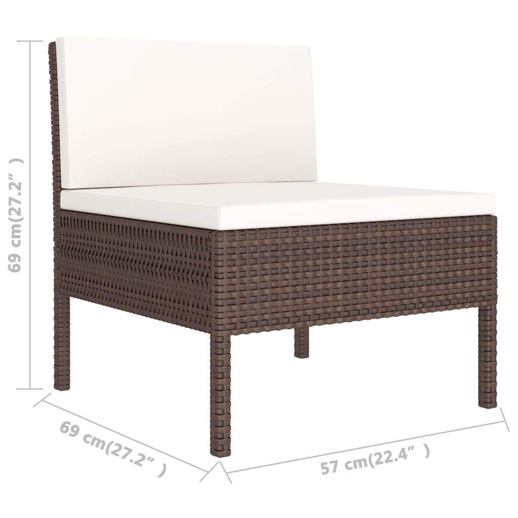 3-Piece Brown Poly Rattan Garden Lounge Set with Cushions - Outdoor Patio Furniture Sectional Sofa, Loveseat & Coffee Table - Perfect for Backyard, Poolside & Garden Relaxation