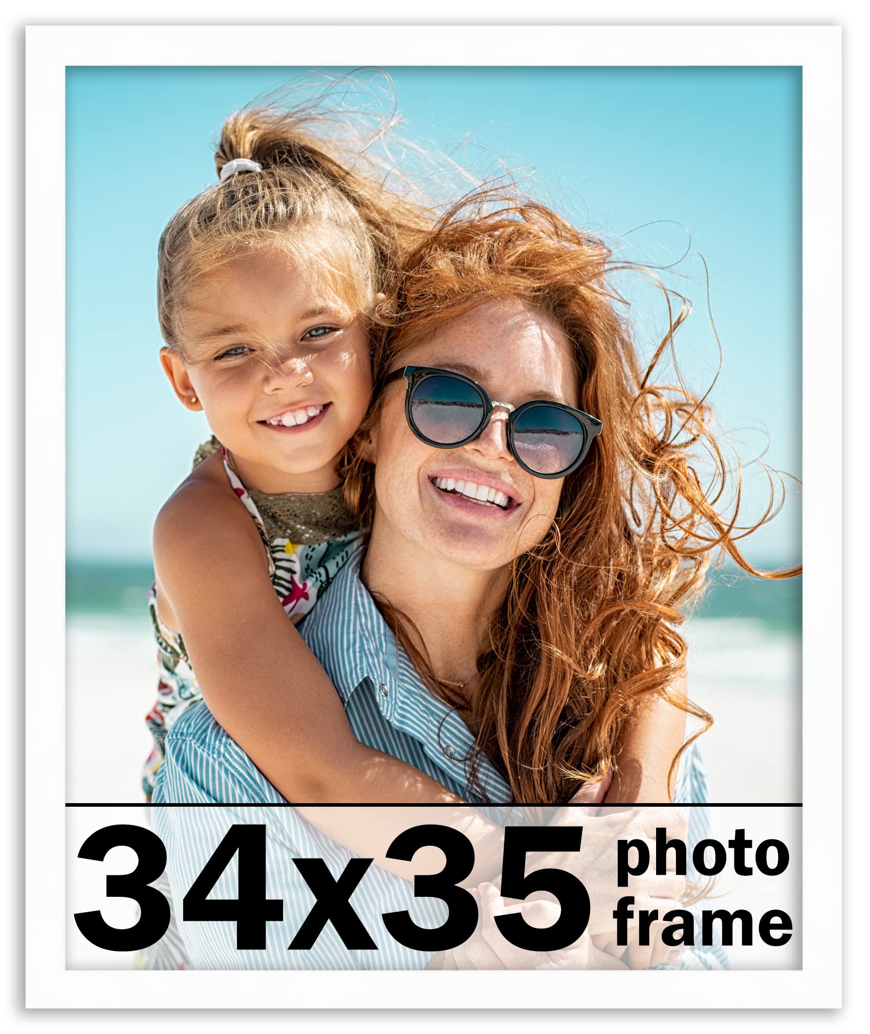 White Wood Picture Frame 34x35 Inches - Premium Art Display for Home Decor, Gallery Walls & Office Spaces