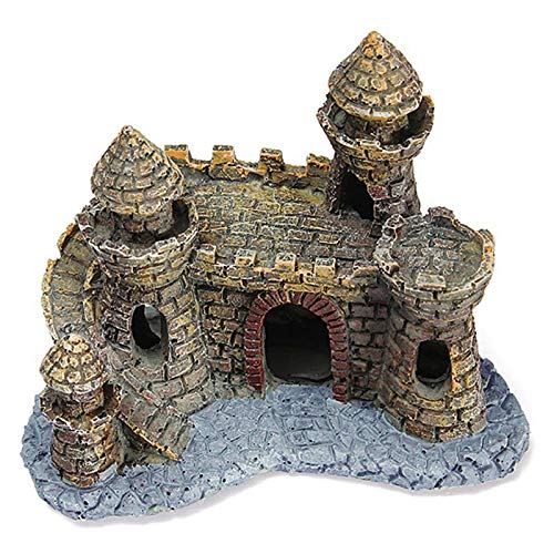 ZGPTX Polyresin Castle Tower Aquarium Ornament - Unique Fish Tank Decoration Accessories for Betta Fish, Goldfish & Tropical Fish | Perfect for Home, Office & Kids Aquarium Decor