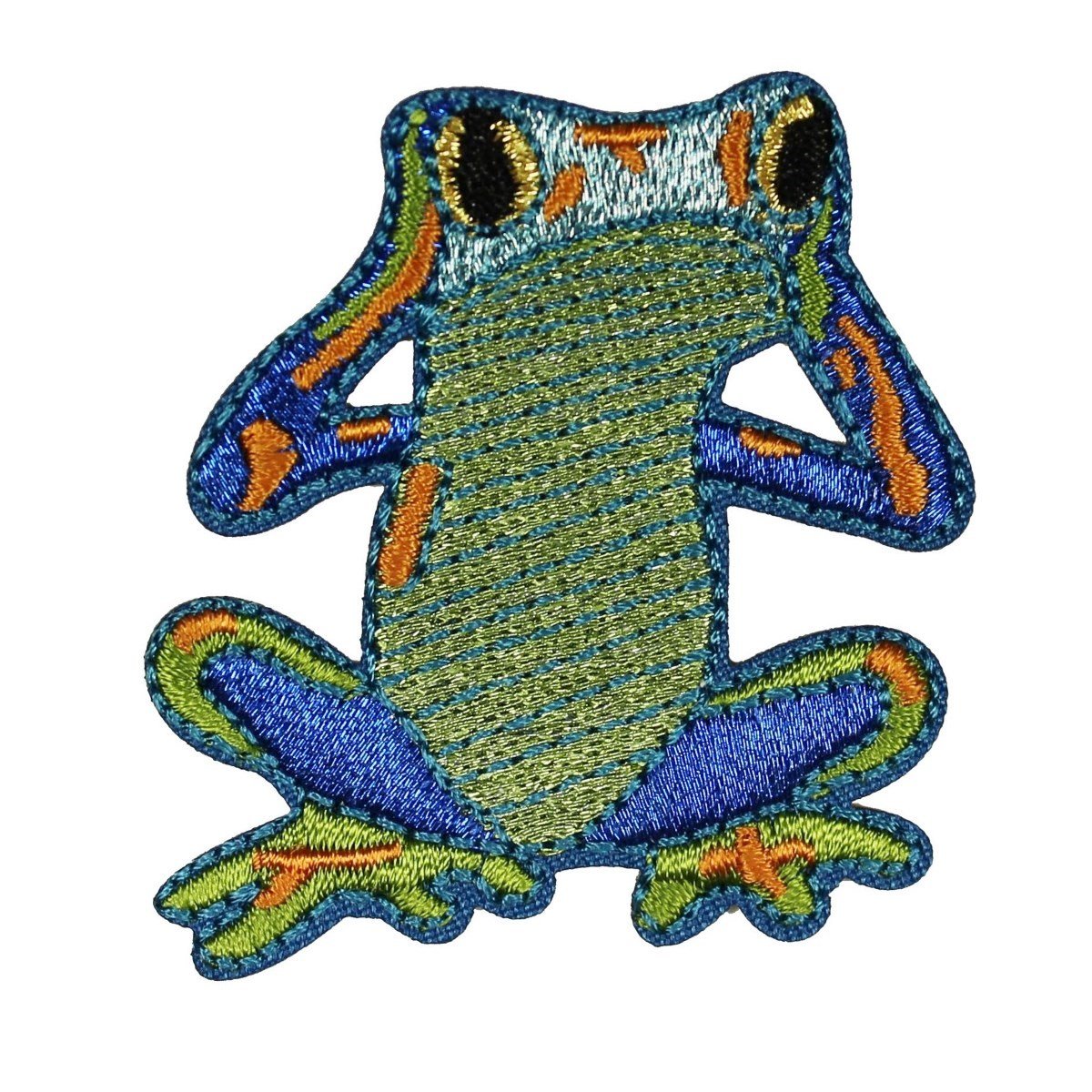 Frog Hear No Evil Embroidered Iron On Patch - DIY Sewing Applique for Jackets, Hats, Bags & Costumes