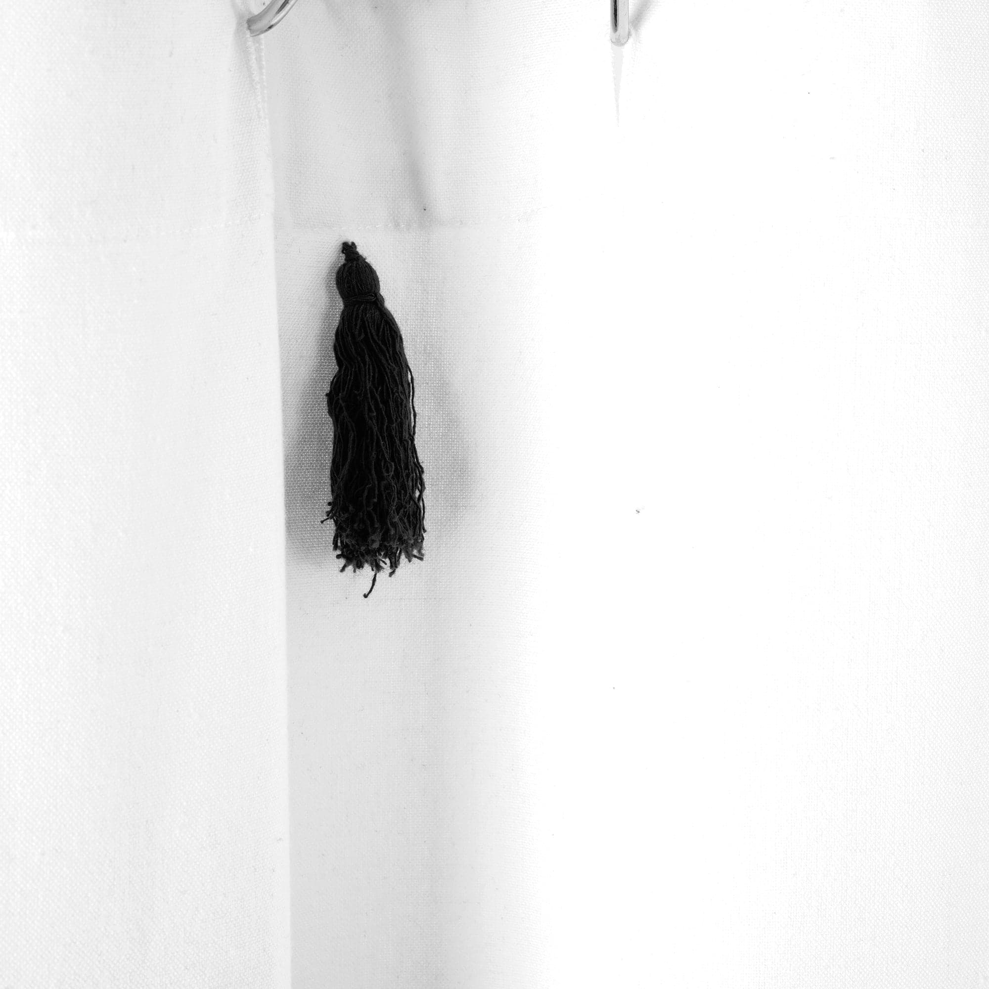 Boho Tassel Stripe Shower Curtain - Eco-Friendly Recycled Cotton Blend, Hand-Dyed Yarn, Waterproof Bathroom Decor for Boho Chic, Farmhouse or Coastal Style Homes
