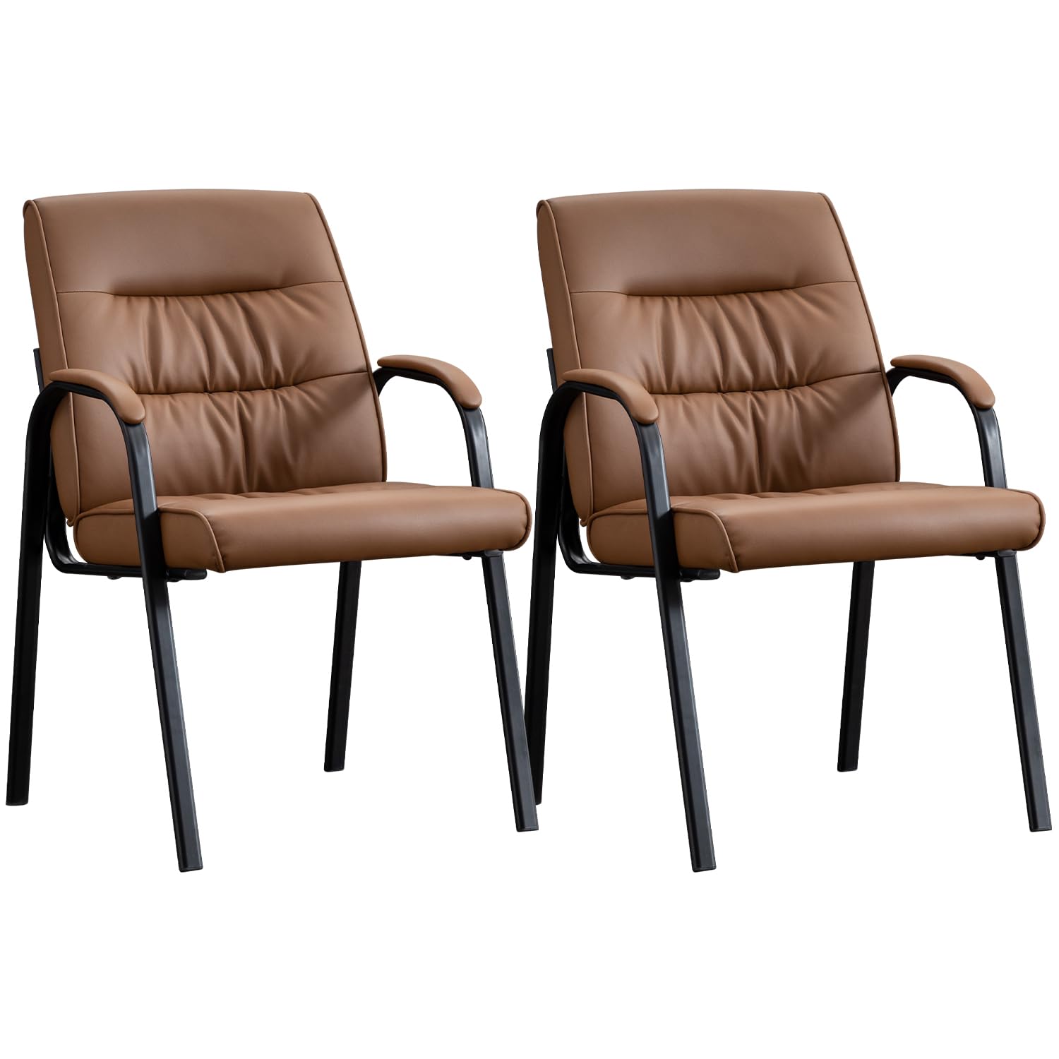 Modern Office Guest Reception Chairs Set of 2 - Leather Conference Room & Waiting Room Chairs Without Wheels - Perfect for Business Meetings, Lobby Seating and Professional Office Decor