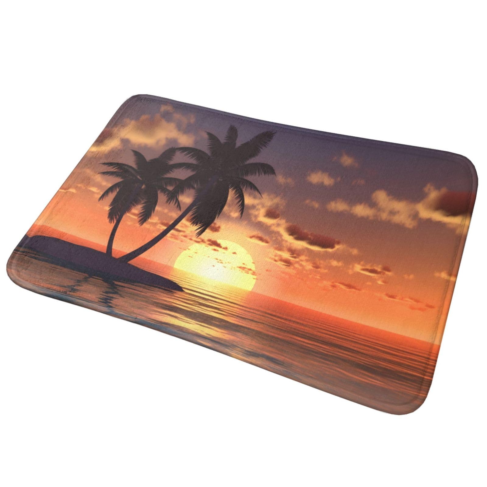 Washable Coconut Palm Tree Doormat 23.6x15.7 Inch - Non-Slip Welcome Mat for Front Door, Kitchen, Patio & Beach House Decor - Tropical Themed Outdoor/Indoor Entryway Rug