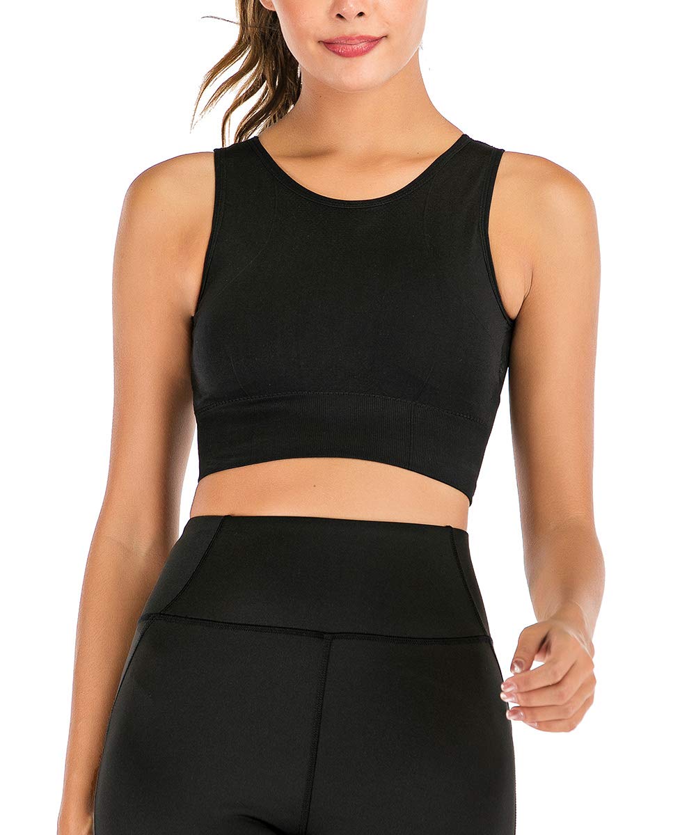 FLORATA Women's Medium Impact Sports Bra - Padded Yoga Workout Bra for Running, Gym & Activewear | Perfect for Yoga, HIIT, CrossFit & Everyday Wear