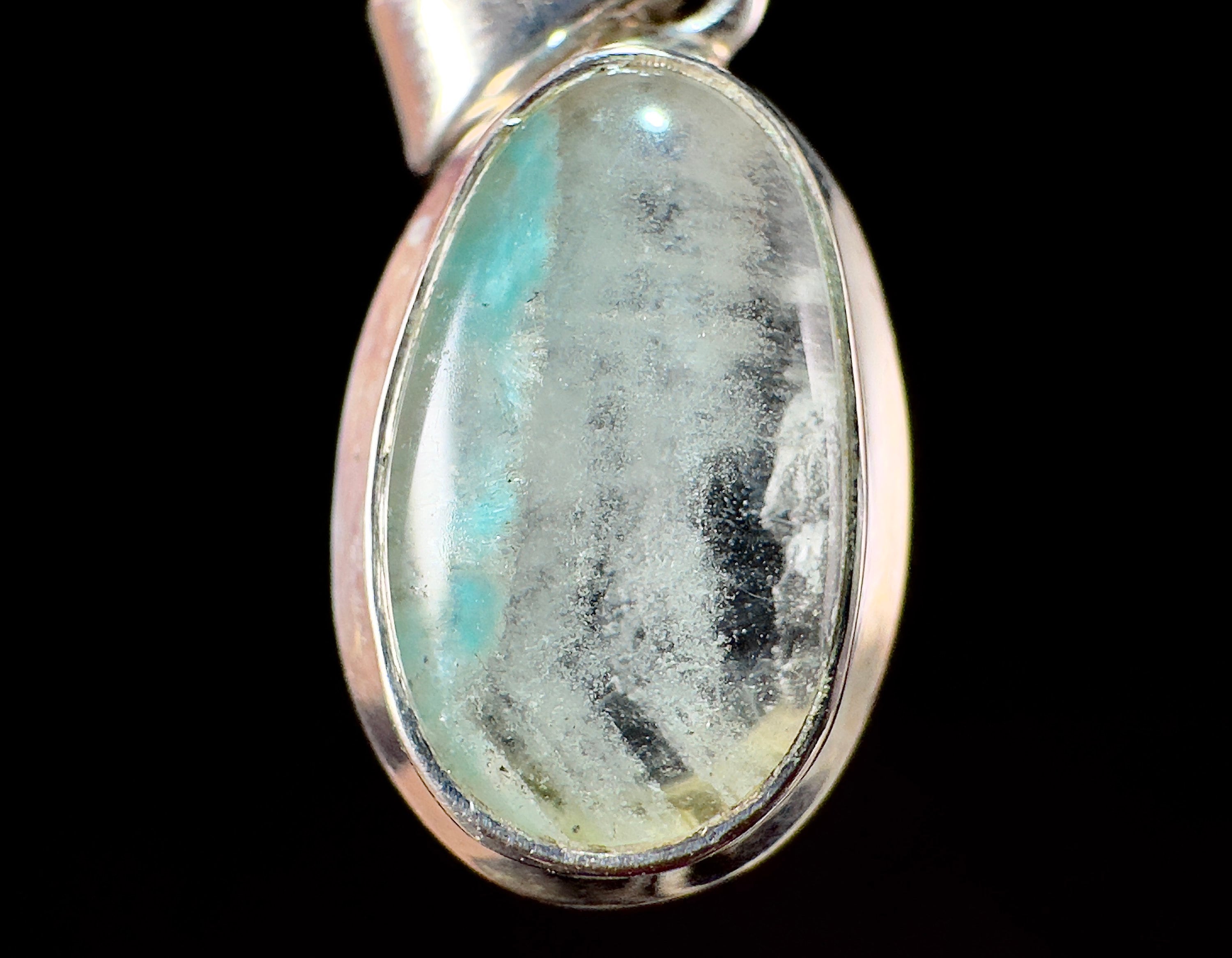 AJOITE in Quartz Crystal Pendant - Sterling Silver Oval Cabochon Fine Jewelry | Healing Crystals & Stones for Meditation & Energy Work | Unique 54538 Gemstone Necklace for Spiritual Healing & Chakra Balancing