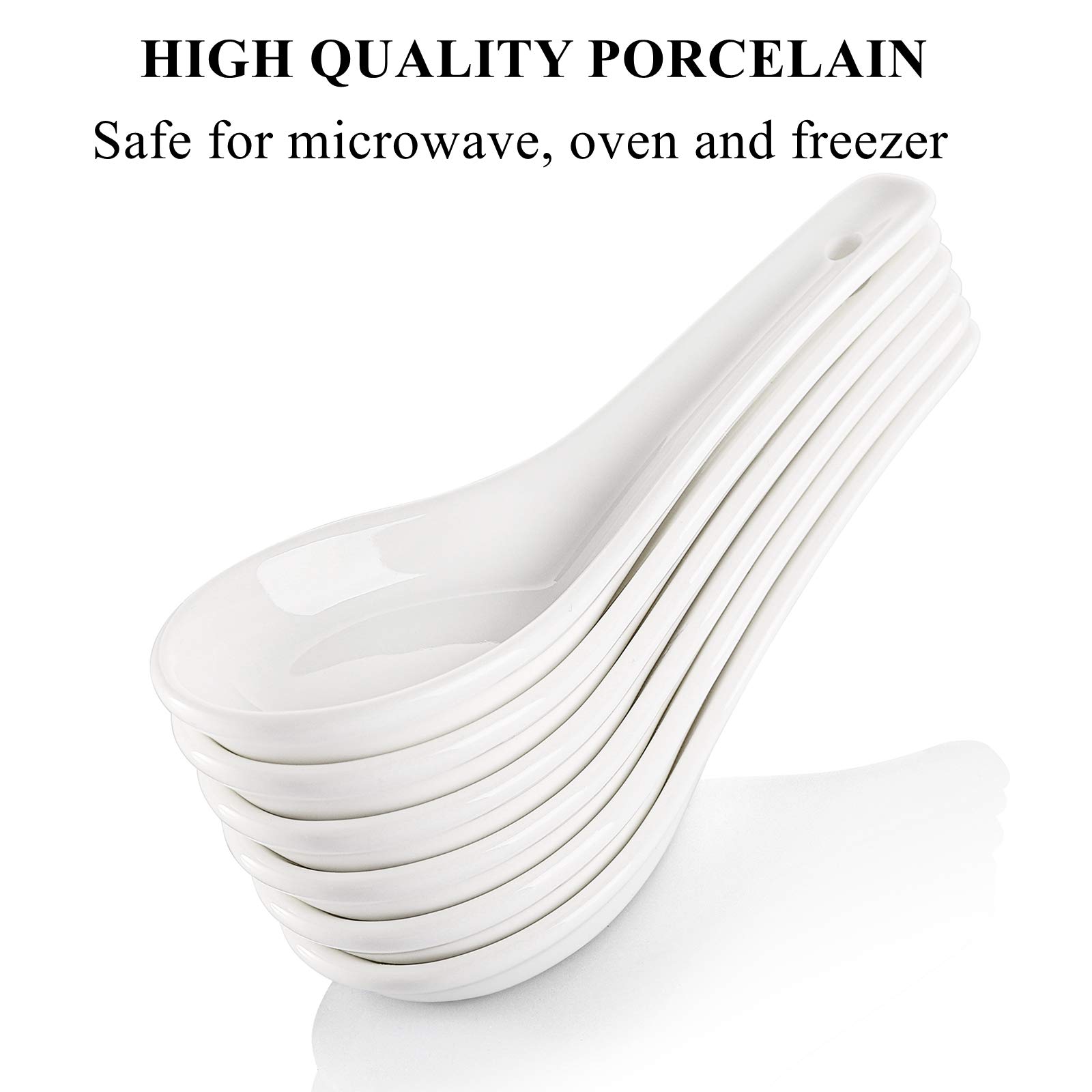 Yopay 24-Pack Ceramic Asian Soup Spoons - 5 Inch White Porcelain Ramen Spoons for Adults & Kids - Perfect for Dessert, Appetizers, Wonton, Dumpling, Miso Pho & Macaron - Dishwasher & Oven Safe - Ideal for Asian Cuisine, Family Dinners & Restaurant Use