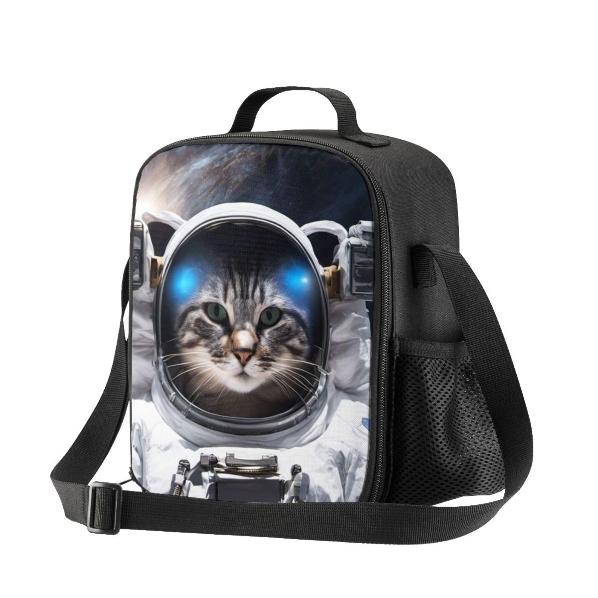 Space Cat Insulated Lunch Box - Leakproof Food Bag for School, Beach & Picnics | Cute Lunch Pouch for Teens, Boys & Girls | Perfect for School Lunches, Outdoor Activities & Travel