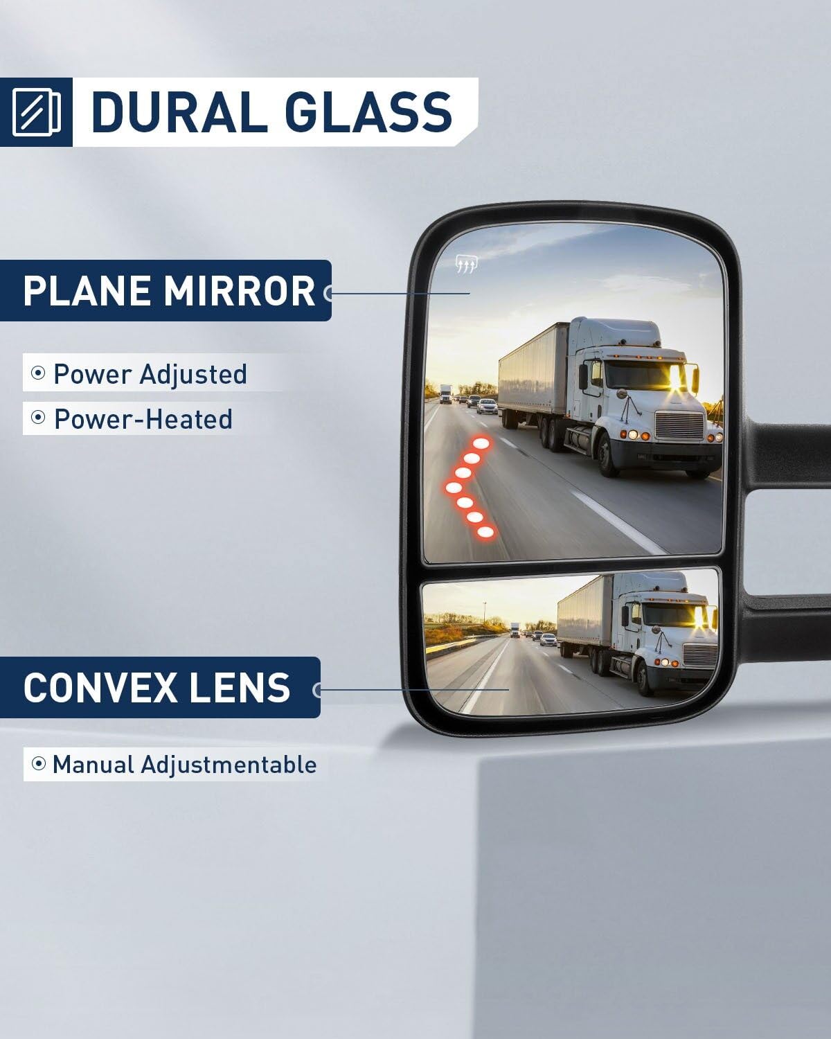 ECCPP Power Heated Towing Mirrors with Arrow Signal Light - Replacement for 2007-2013 Chevy Silverado & GMC Sierra (New Body Style) - Driver & Passenger Side Pair - Perfect for Towing, Camping & Off-Road Adventures