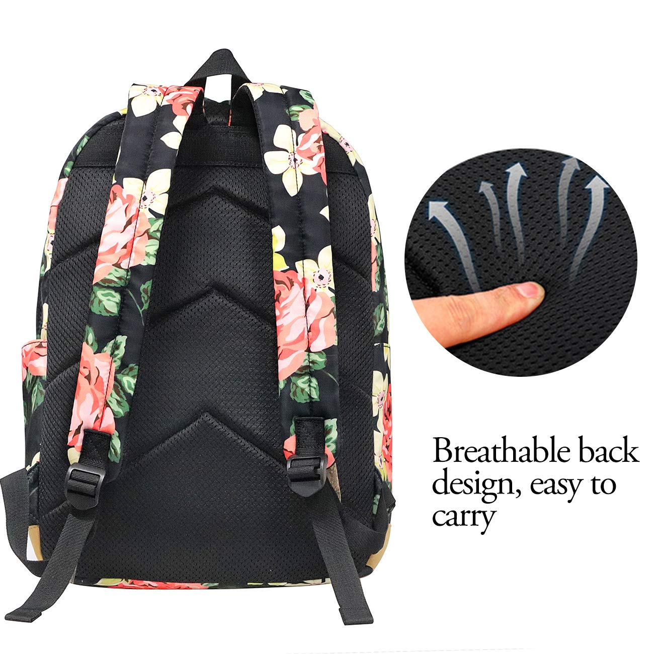 Stylish School Backpack for Teen Girls - Waterproof Bookbag with Insulated Lunch Box & Pencil Organizer - Perfect for High School, College, and Travel