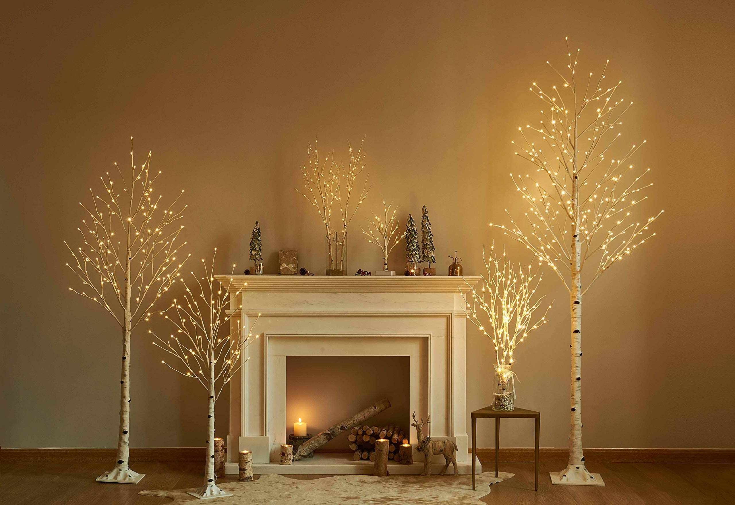 32IN 100 LED Birchlitland Lighted Birch Branches with Timer - Battery Operated Artificial Tree Branch with Warm White Lights | Perfect for Home, Bedroom, Fireplace & Christmas Holiday Decorations