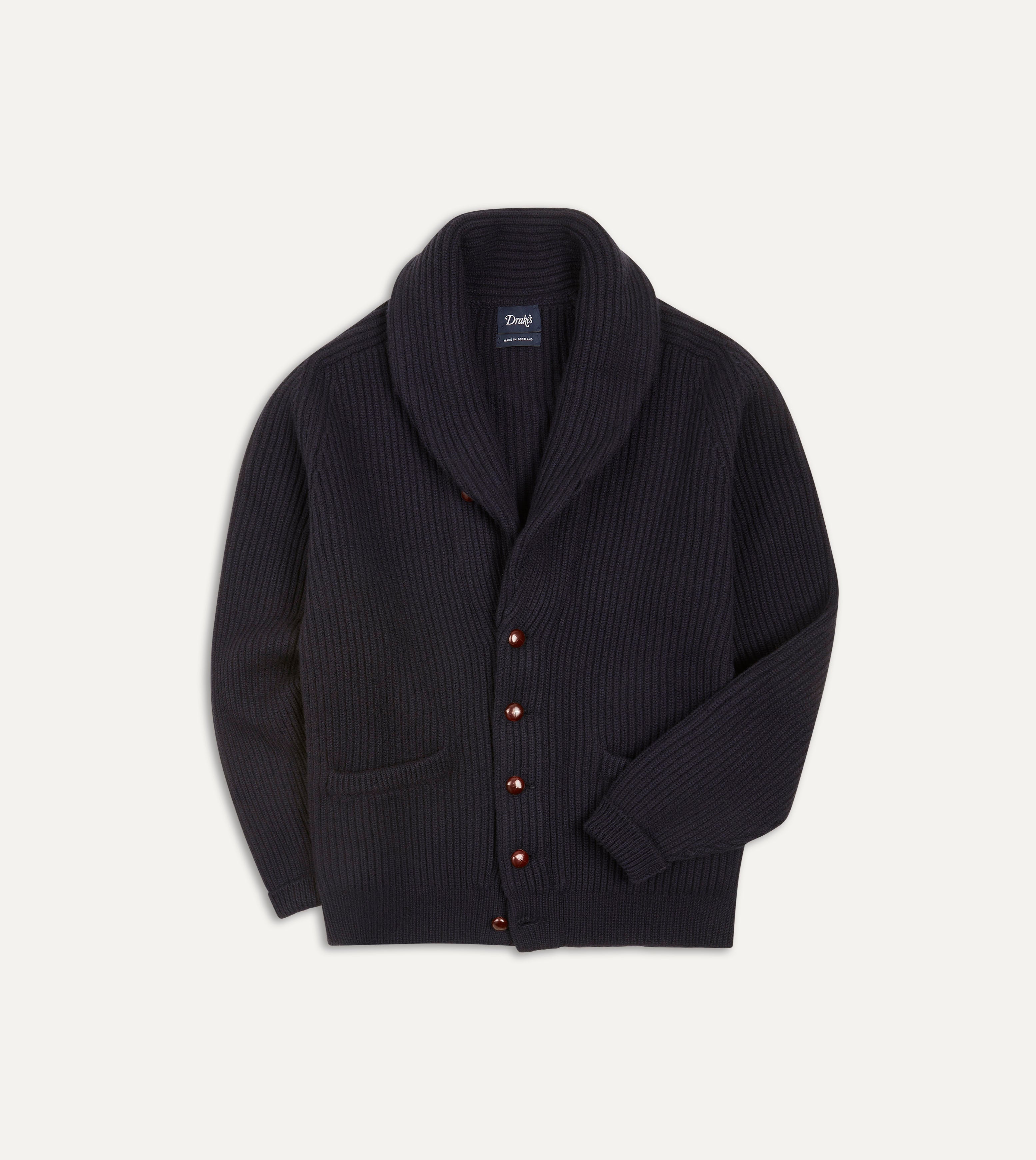 Luxury Navy Blue Cashmere Shawl Collar Cardigan for Women - Soft & Warm Winter Sweater - Perfect for Office, Date Night & Holiday Outfits