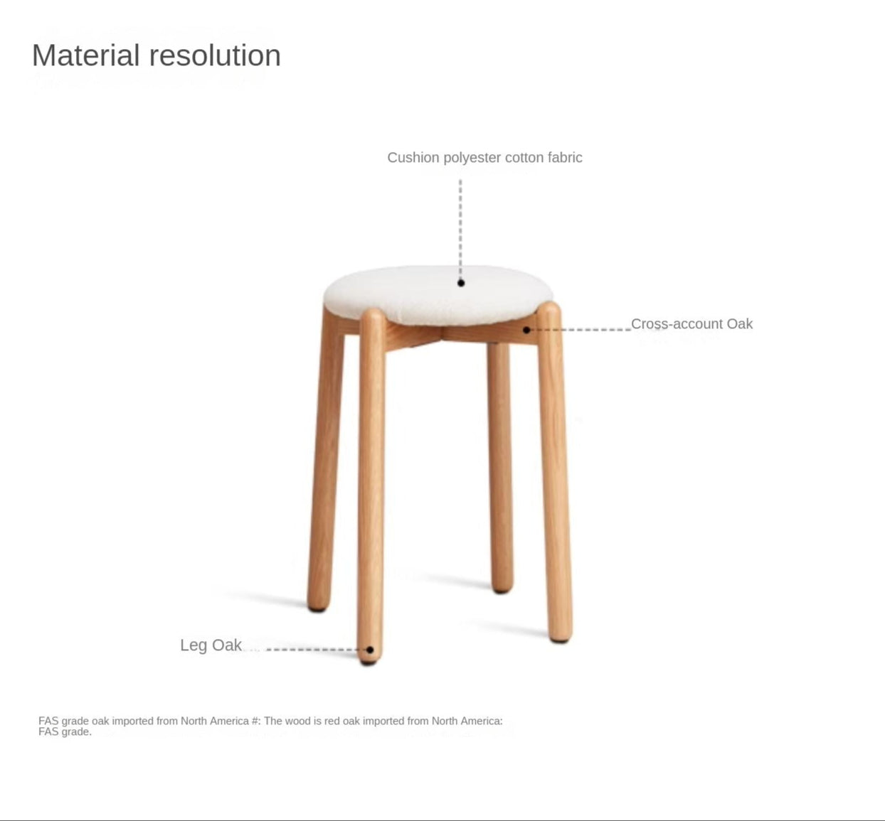Solid Oak Wood Makeup Stool - Durable & Stylish Vanity Seat for Bedroom, Bathroom, or Dressing Room